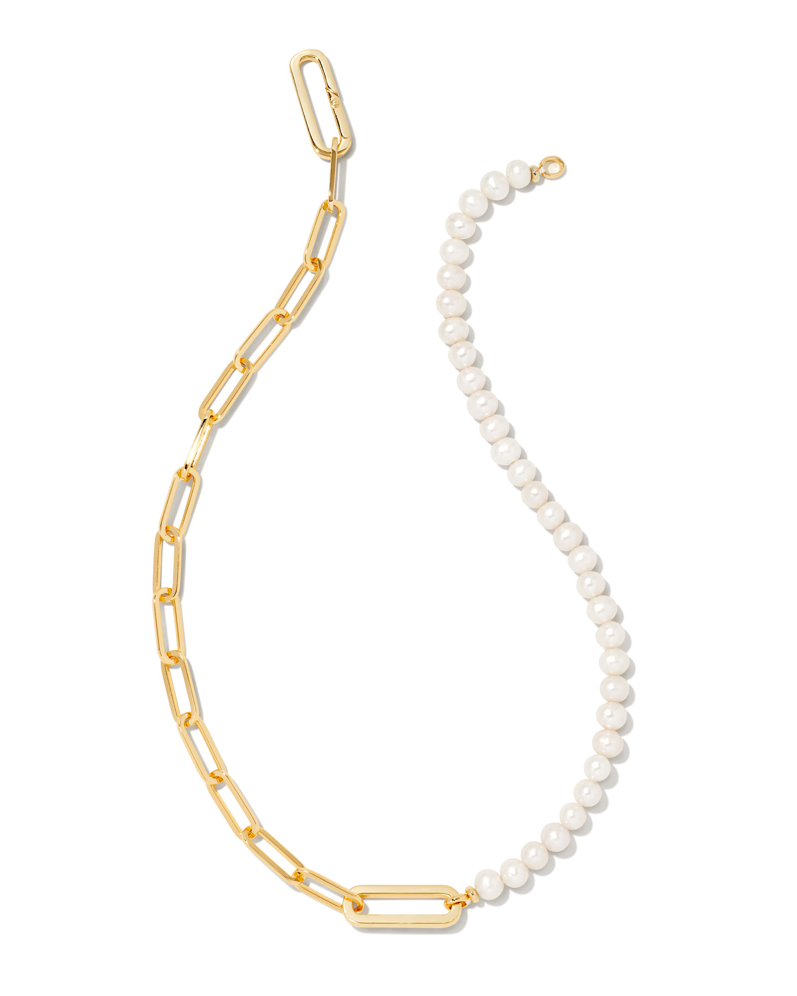 Ashton Gold Half Chain Necklace in White Pearl | Kendra Scott