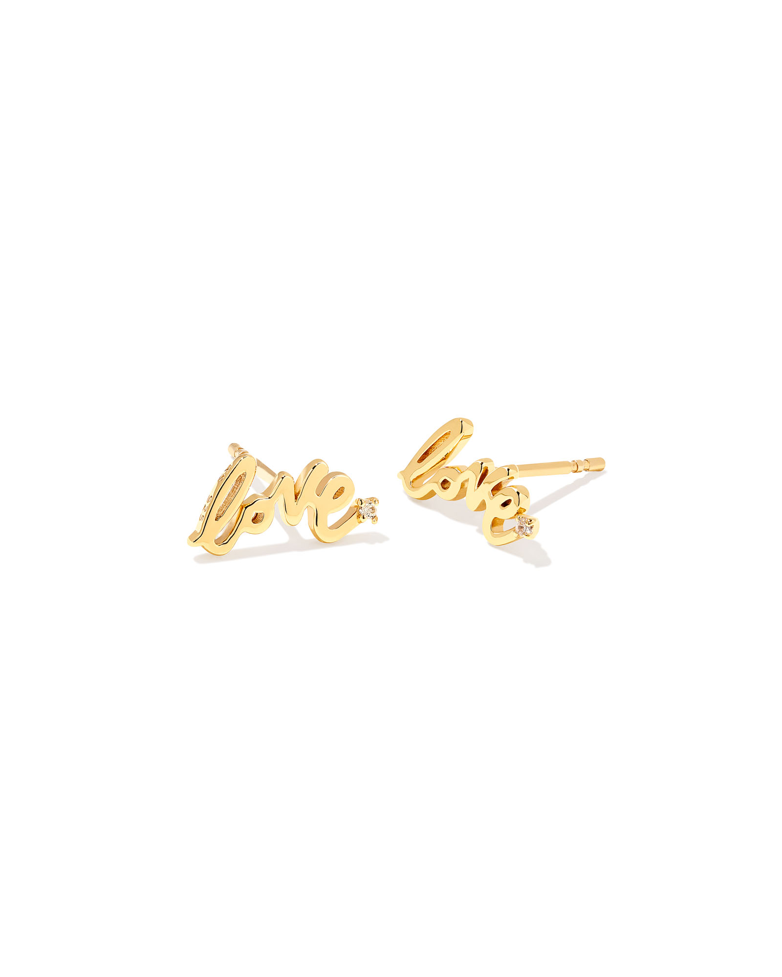 Love Script 18k Gold Vermeil Stud Earrings in White Sapphire | Kendra Scott