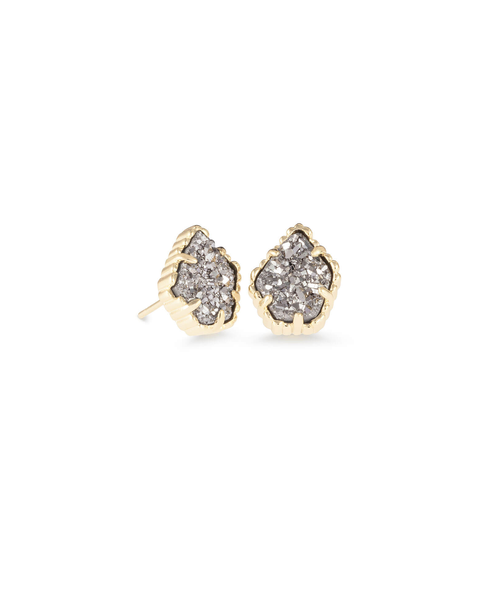 Tessa Gold Stud Earrings in Platinum Drusy Kendra Scott