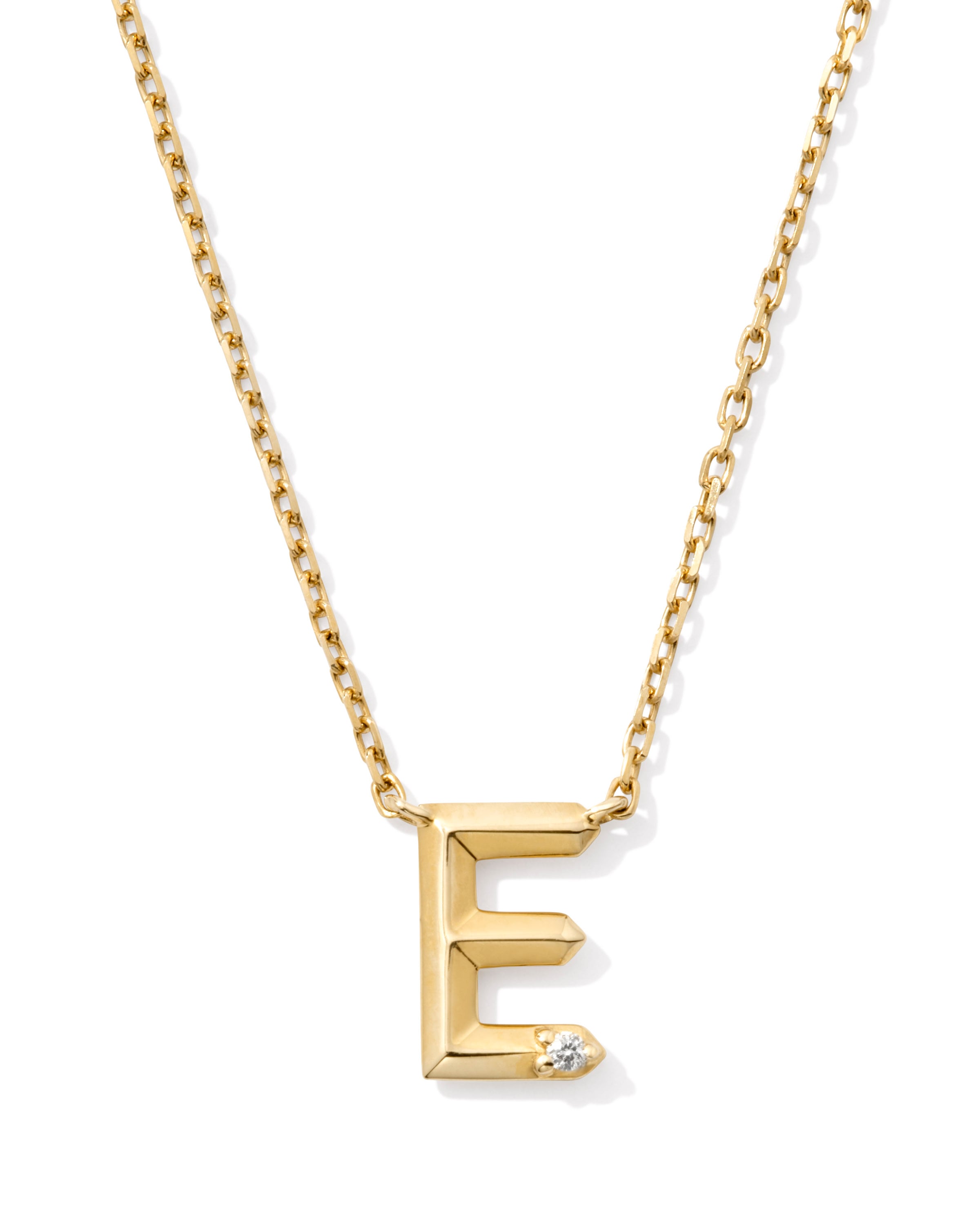 Diamond Accent Letter E 14k Yellow Gold Pendant Necklace in White ...
