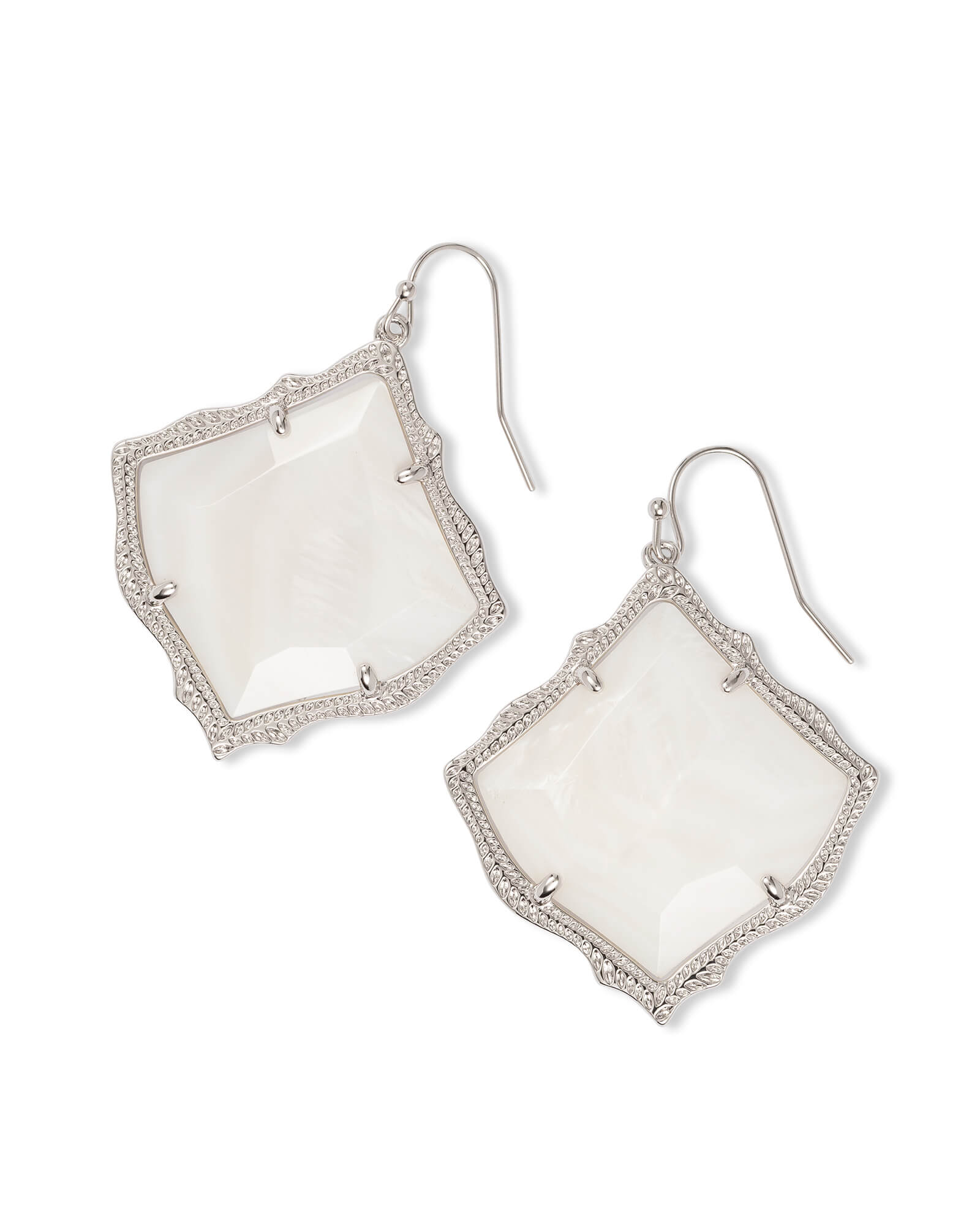 Kirsten Silver Drop Earrings in White Pearl Kendra Scott