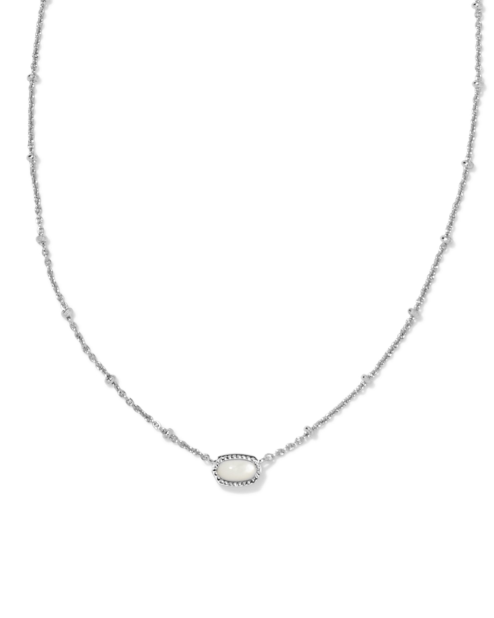 Mini Elisa Silver Satellite Short Pendant Necklace in Ivory Mother-of-Pearl| Kendra Scott
