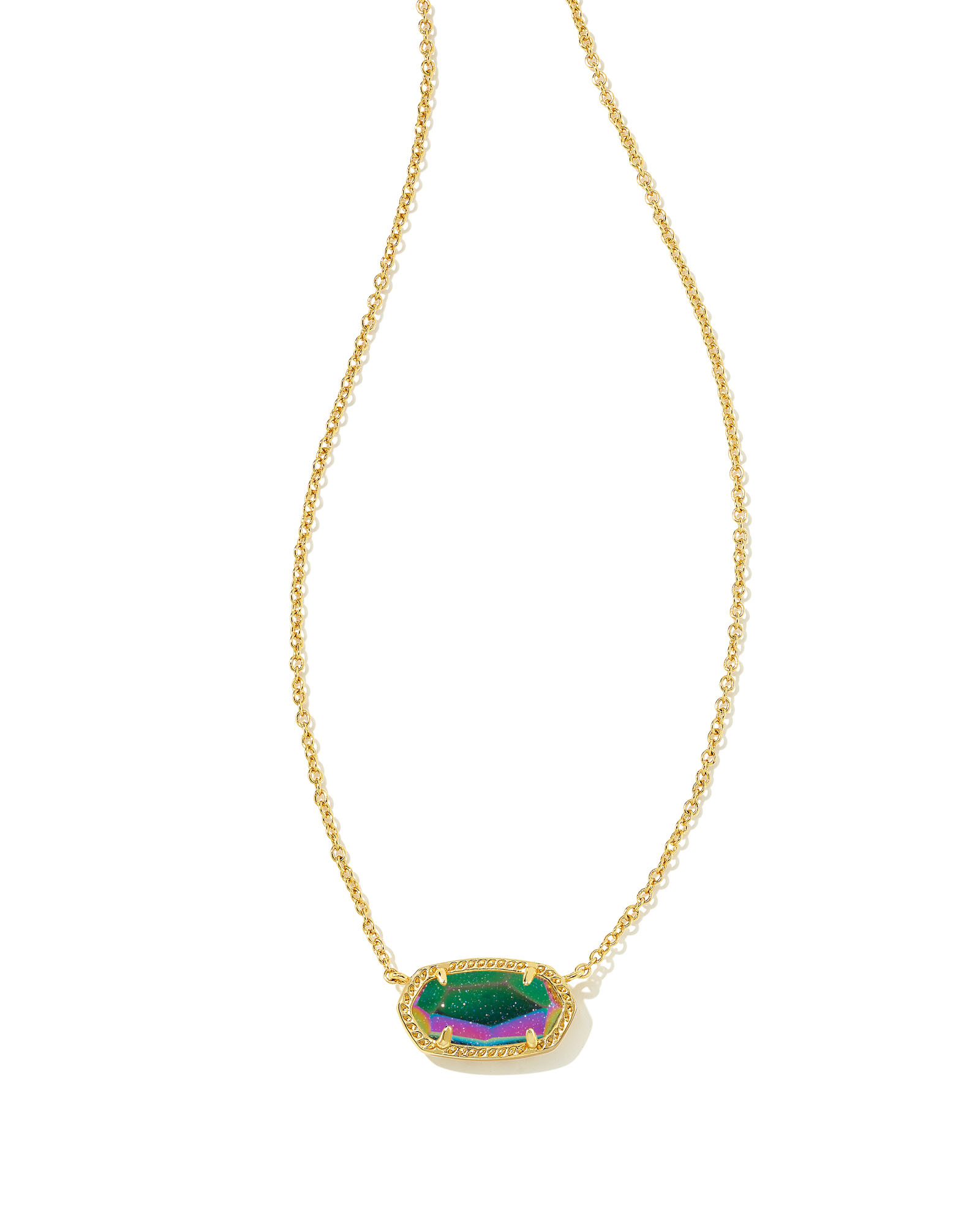 Elisa Gold Pendant Necklace in Iridescent Blue Goldstone | Kendra Scott
