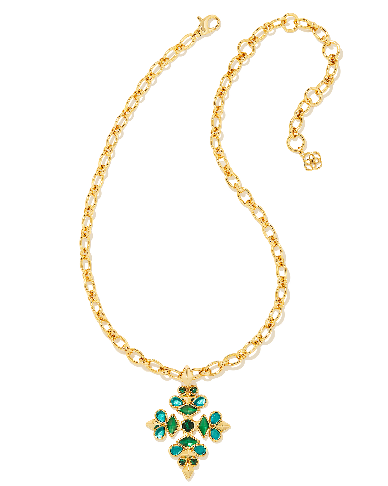 Kinsley Gold Statement Necklace in Green Mix Kendra Scott