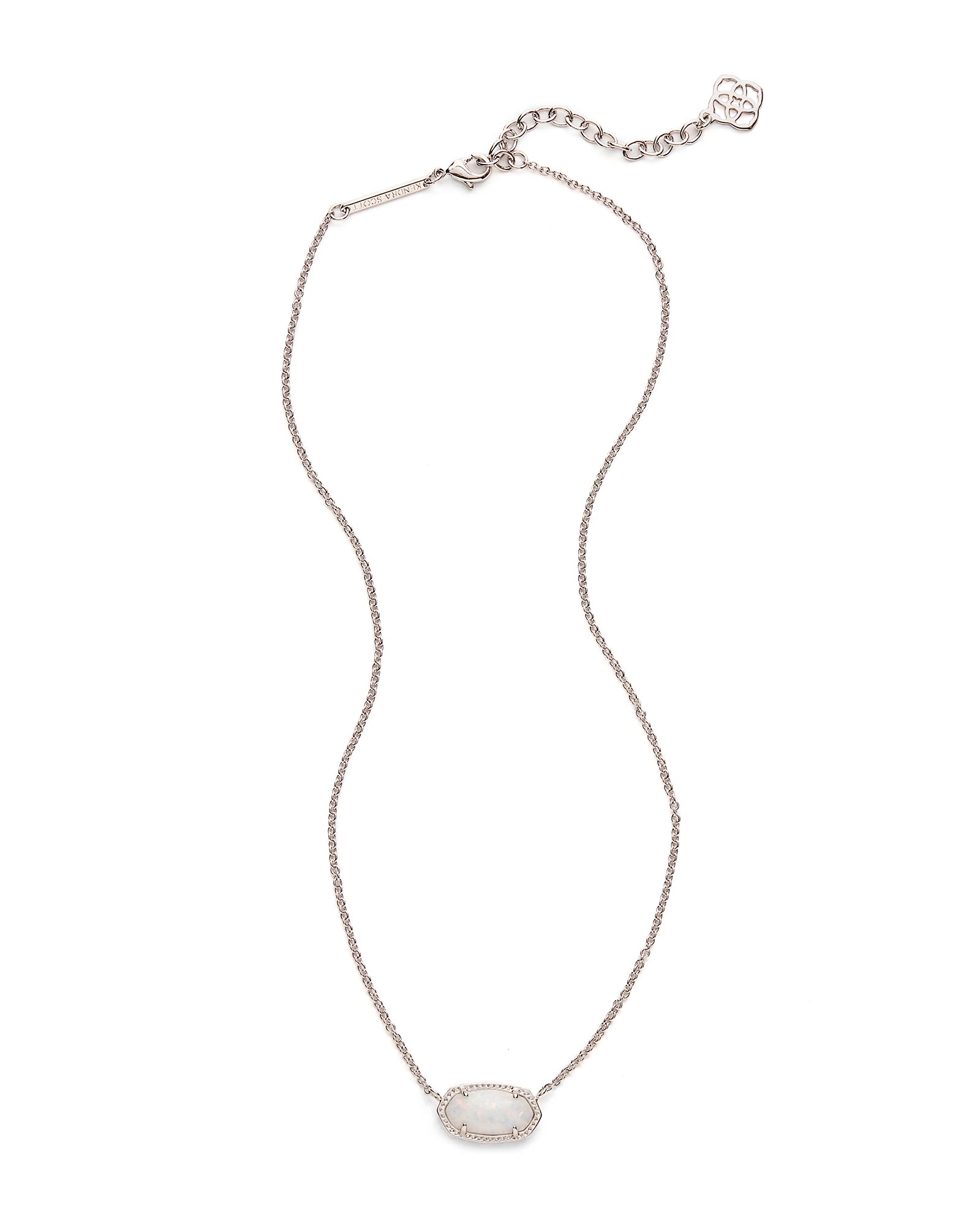 Elisa Silver Pendant Necklace in White Opal | Kendra Scott