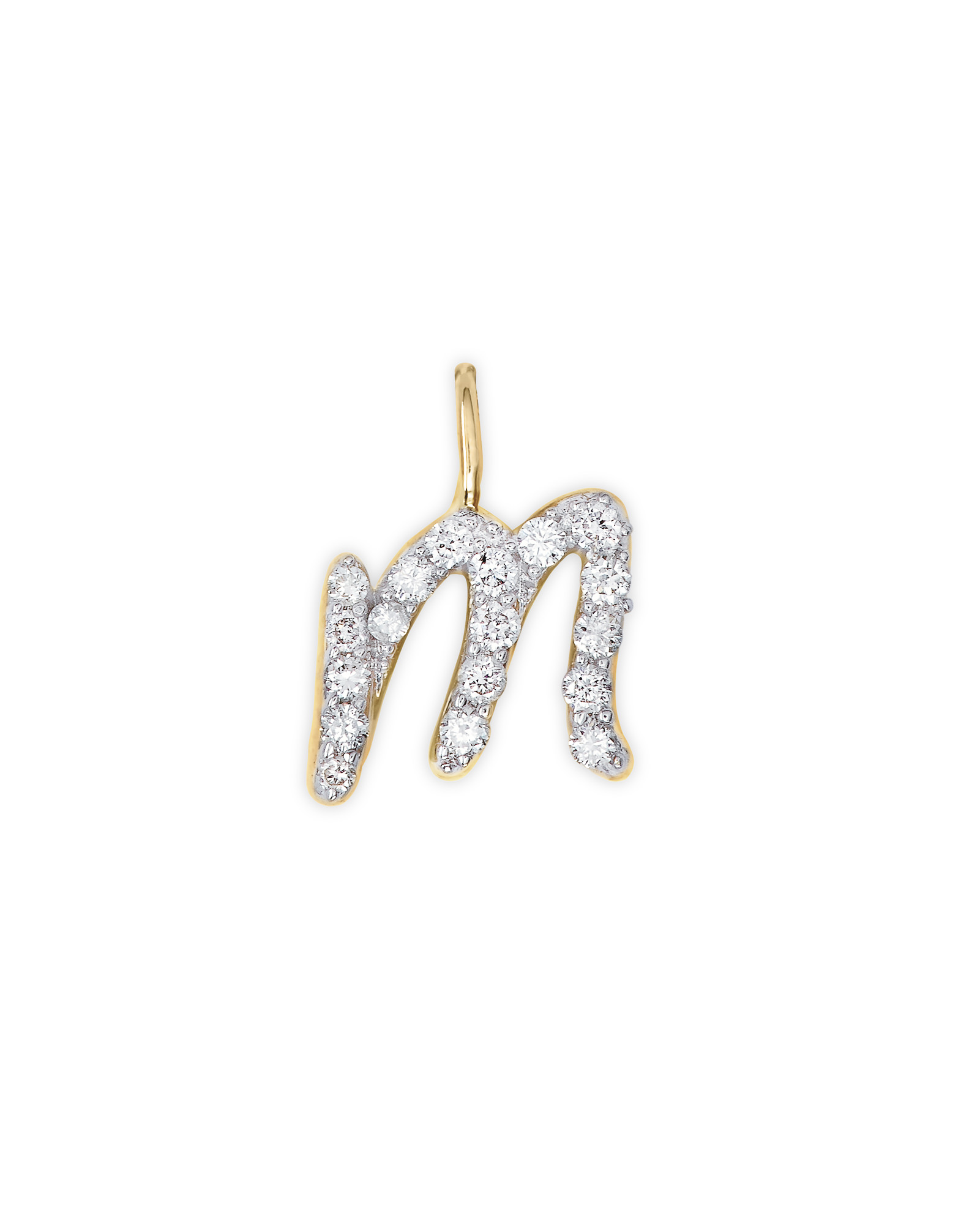 14k Yellow Gold Letter M Charm in White Diamond | Kendra Scott