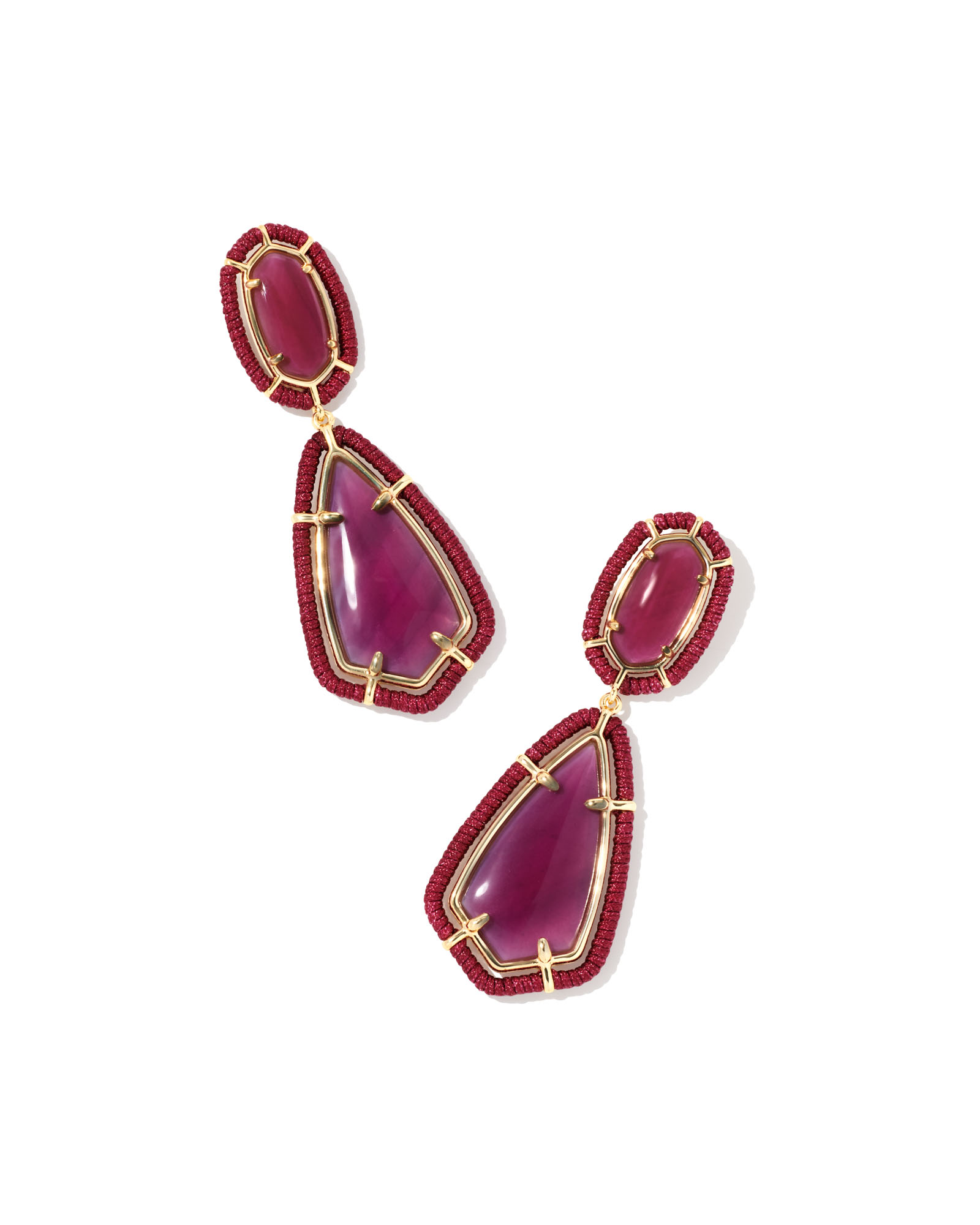 Threaded Gold Camry Statement Earrings in Burgundy Illusion  Kendra Scott