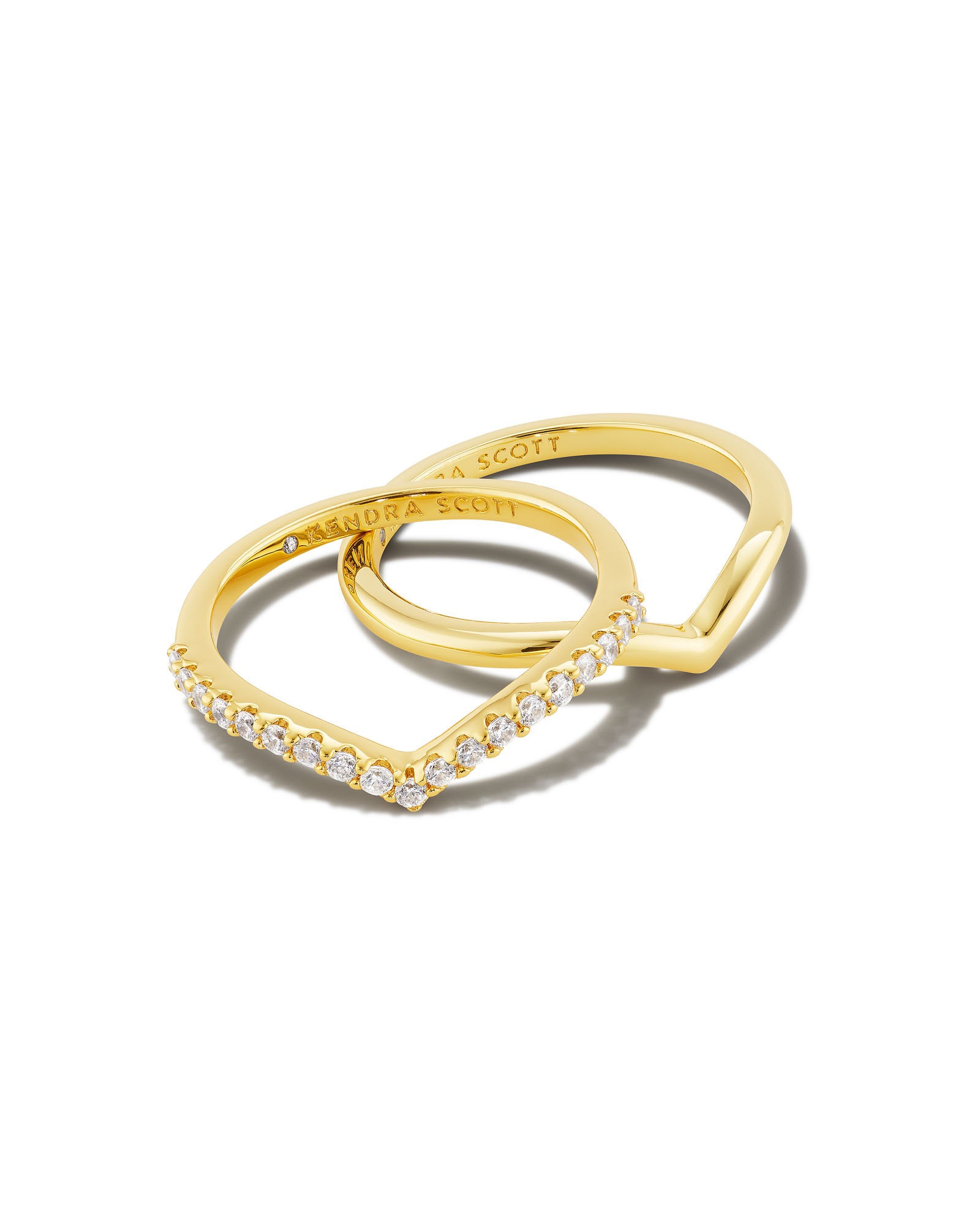 Wishbone Gold Ring Set in White Crystal | Kendra Scott