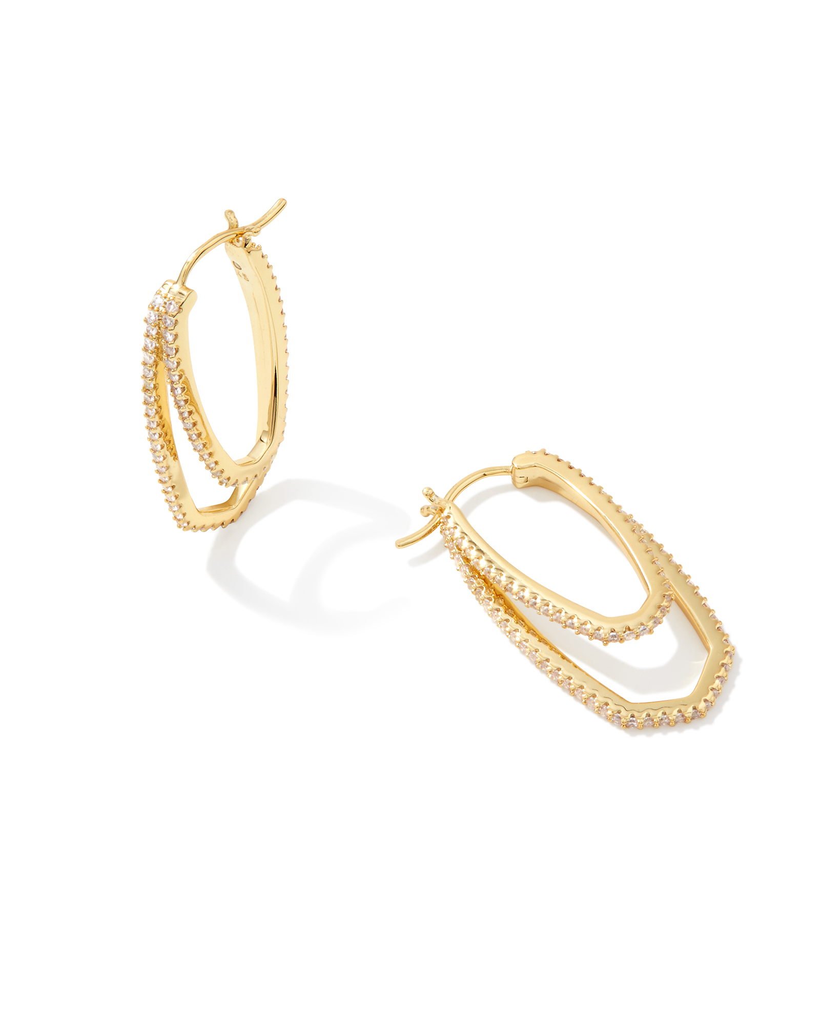 Murphy Gold Hoop Earrings in White Crystal Kendra Scott