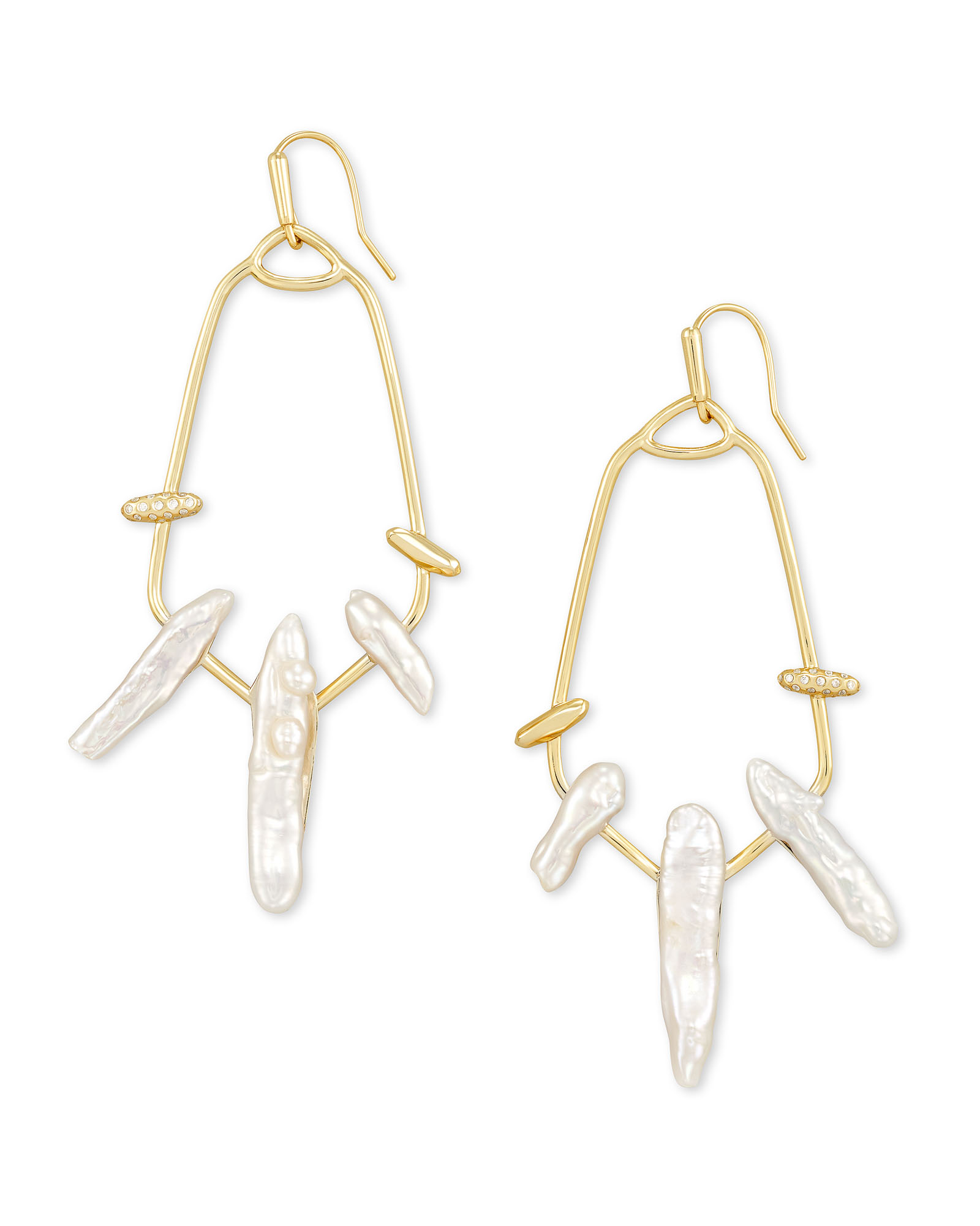 Eileen Gold Statement Earrings in White 