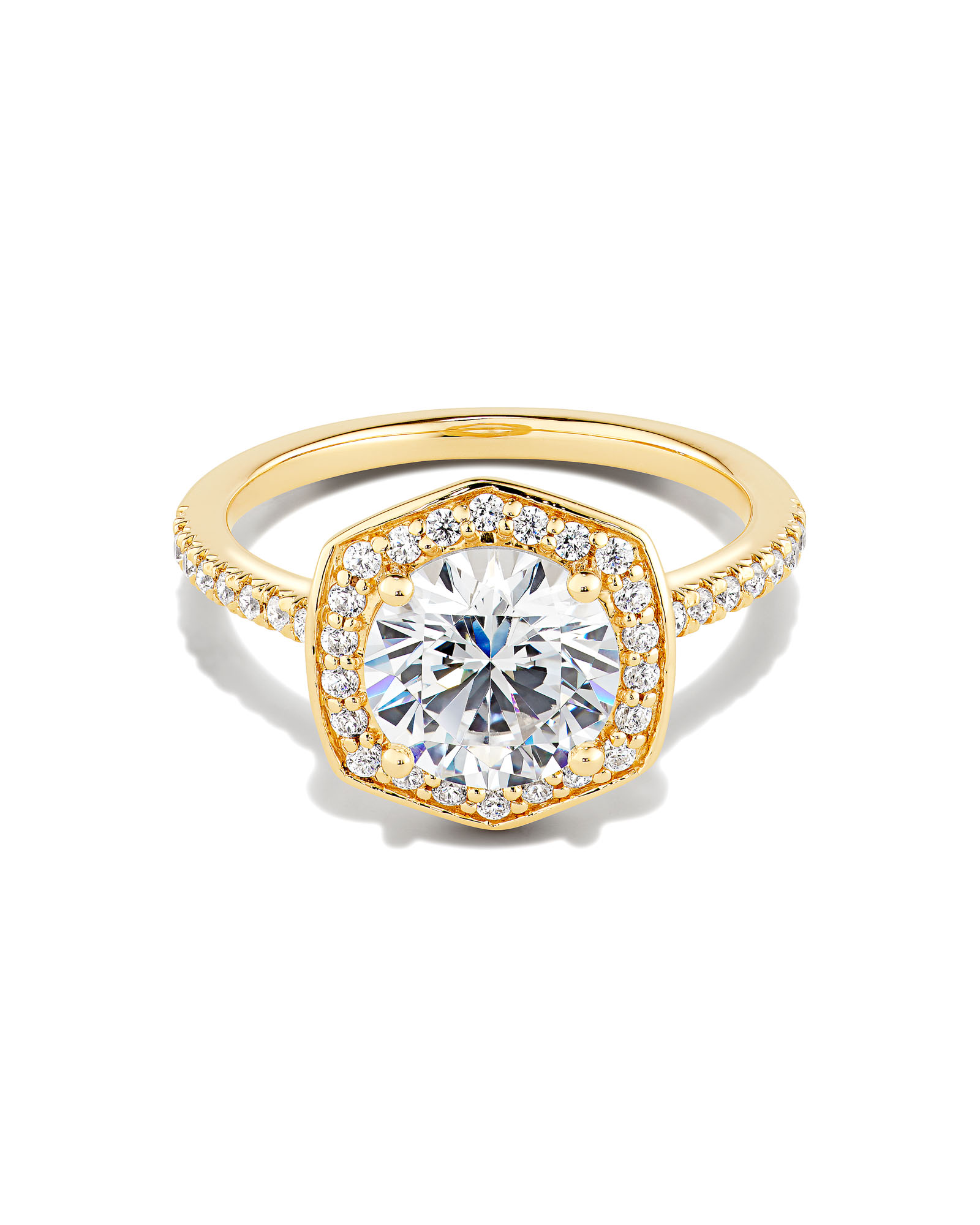 Round Iconic Halo Engagement Ring in 14k Yellow Gold | Kendra Scott
