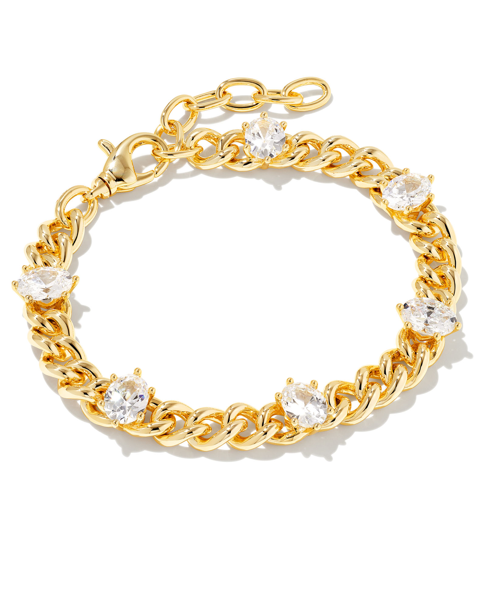 Cailin Gold Crystal Chain Bracelet in White Crystal Kendra Scott