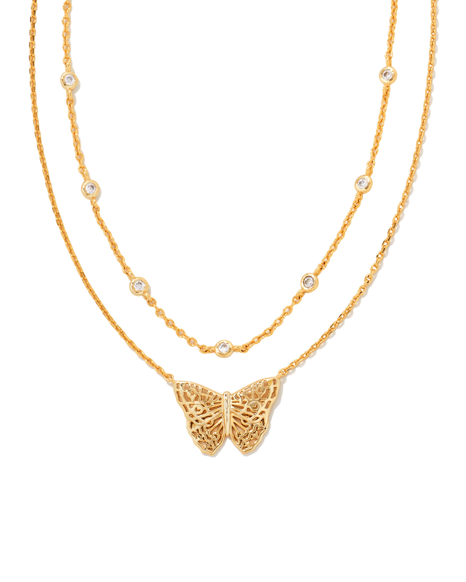 Hadley Butterfly Multi Strand Necklace in Gold Kendra Scott
