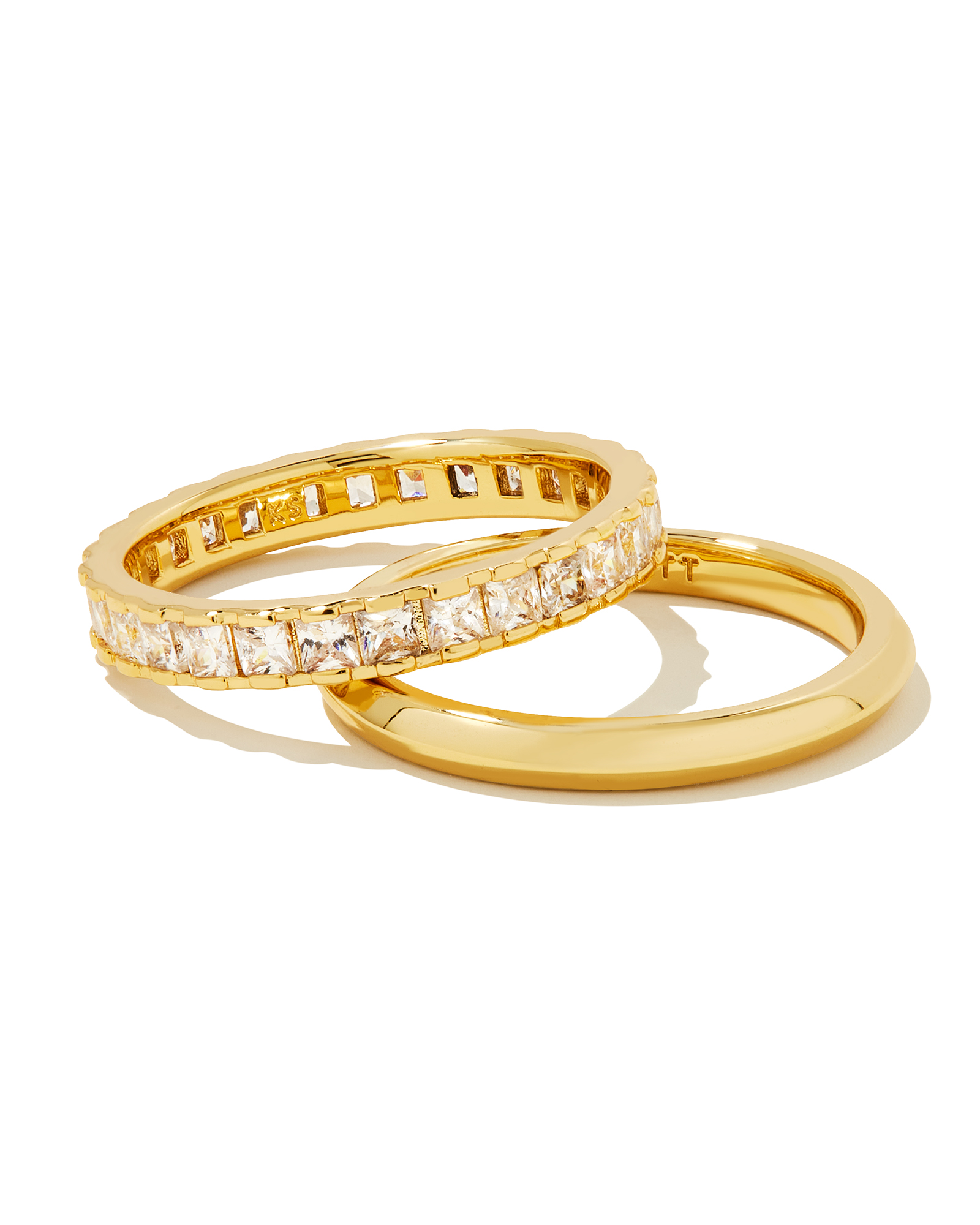 Ella Gold Ring Set of 2 in White Crystal | Kendra Scott