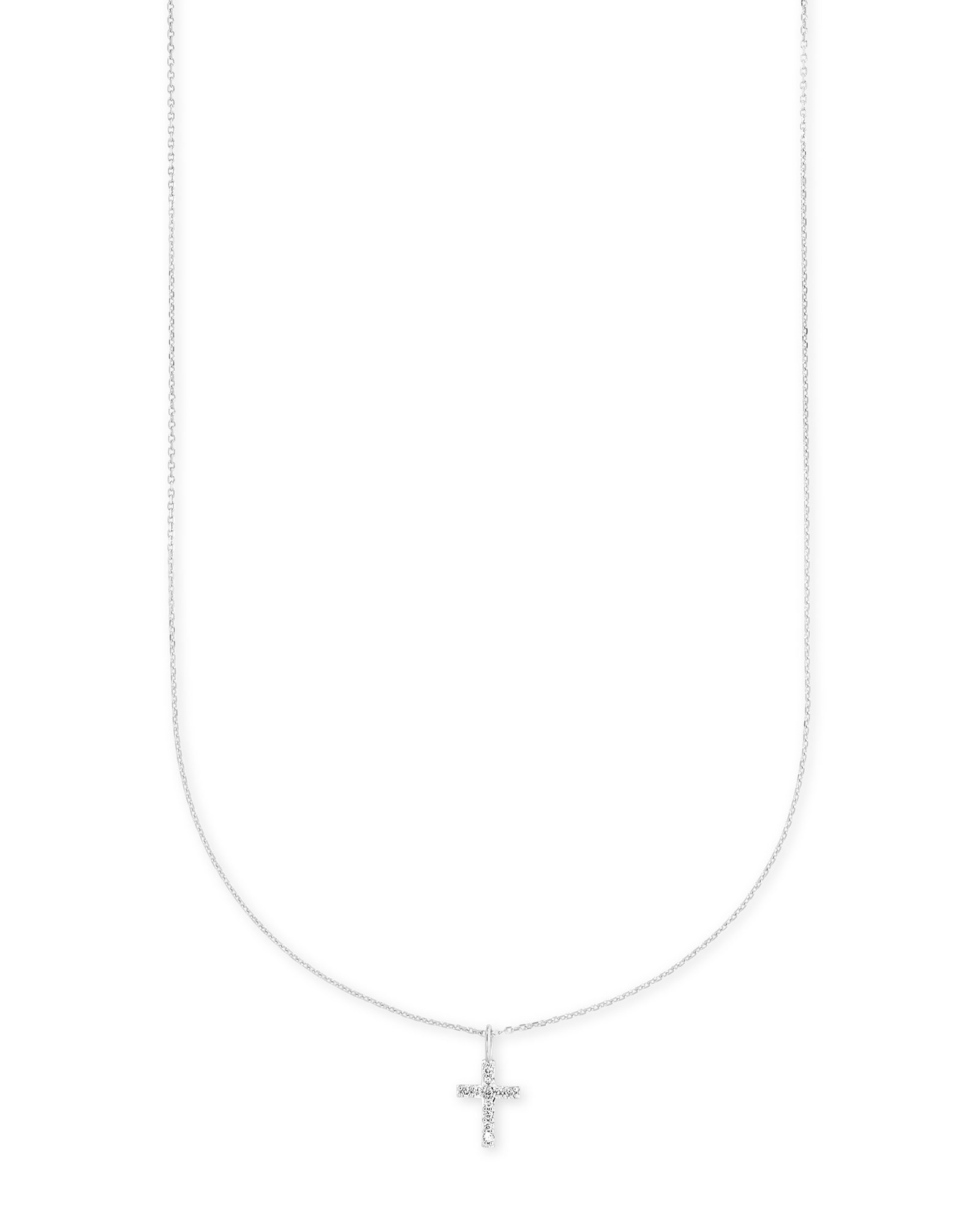 Cross 14k White Gold Pendant Necklace in White Diamonds Kendra Scott