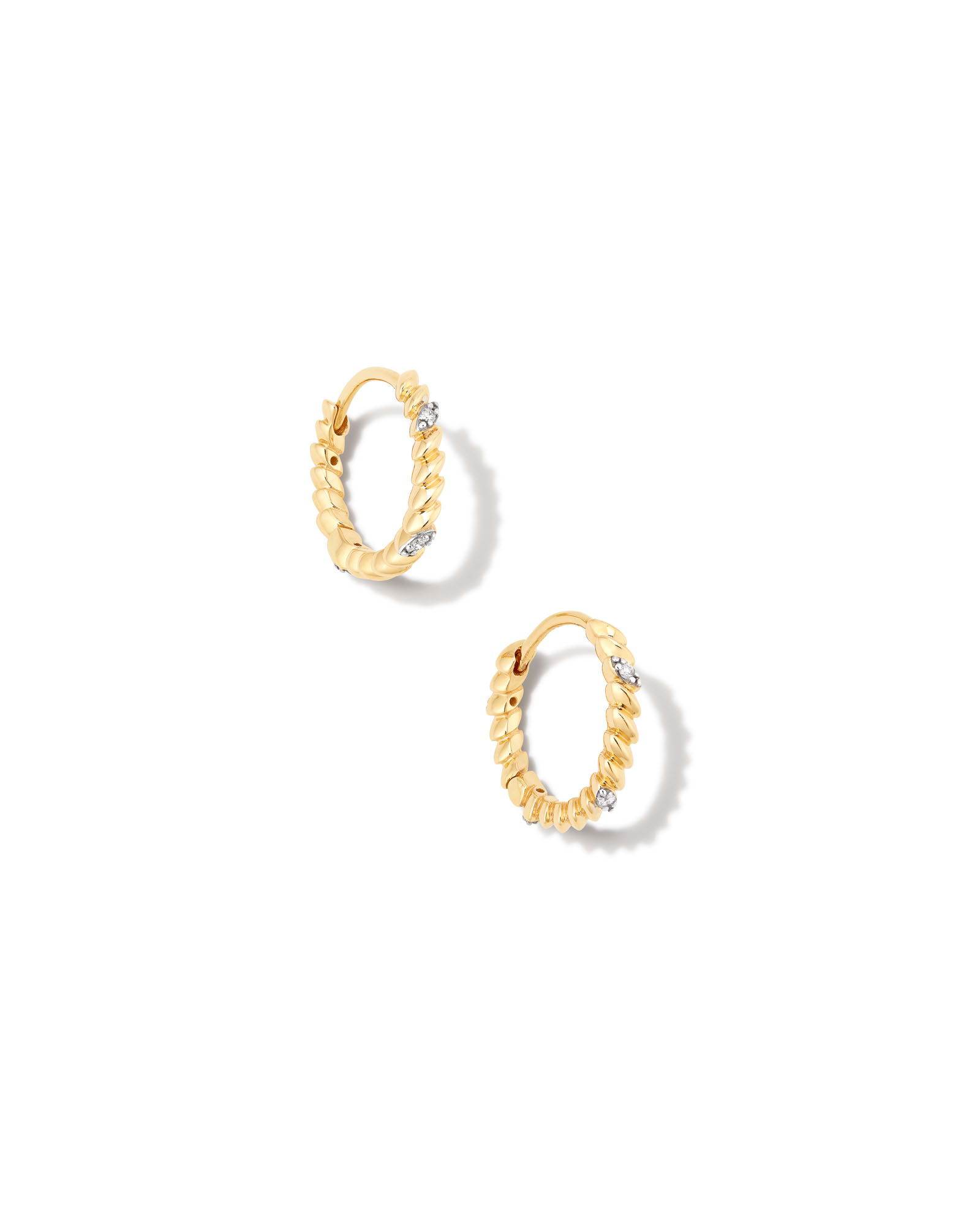 Tyler 14k Yellow Gold Huggie Earrings in White Diamond | Kendra Scott