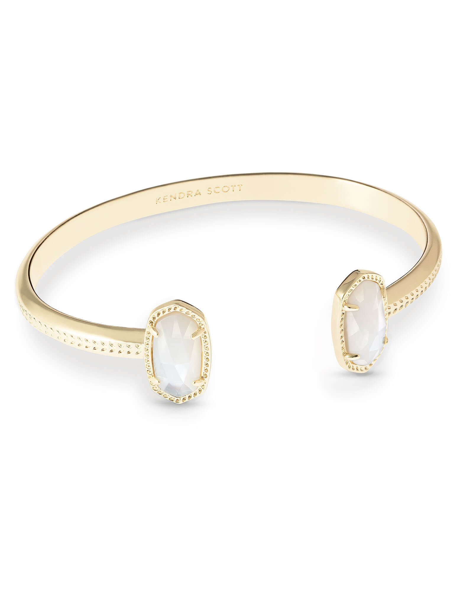 Elton Gold Cuff Bracelet in Ivory Mother Of Pearl