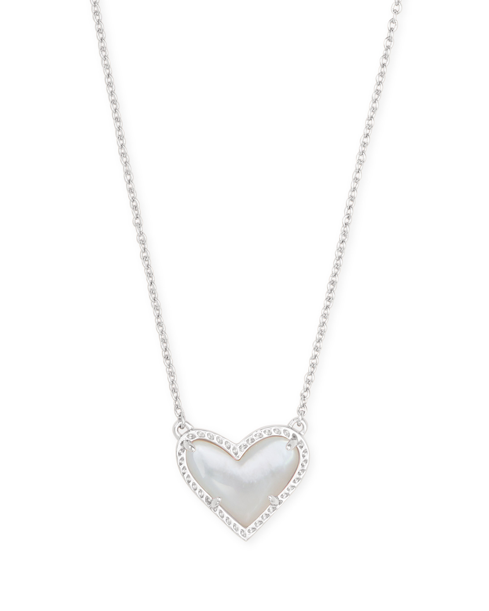 Ari Heart Silver Pendant Necklace in Ivory Mother-of-Pearl | Kendra Scott