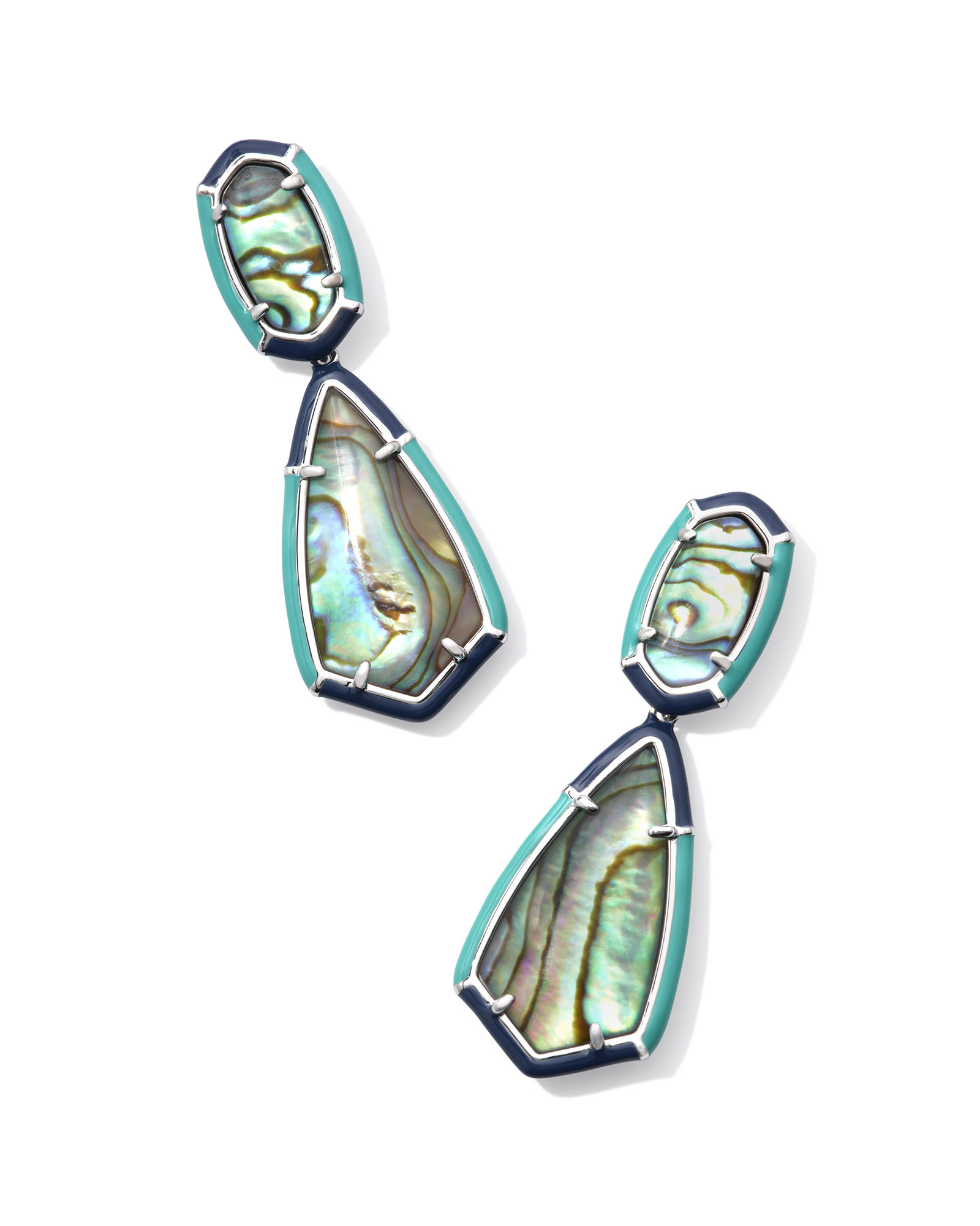 Camry Beaded Silver Statement Earrings in Iridescent Mix main image 0