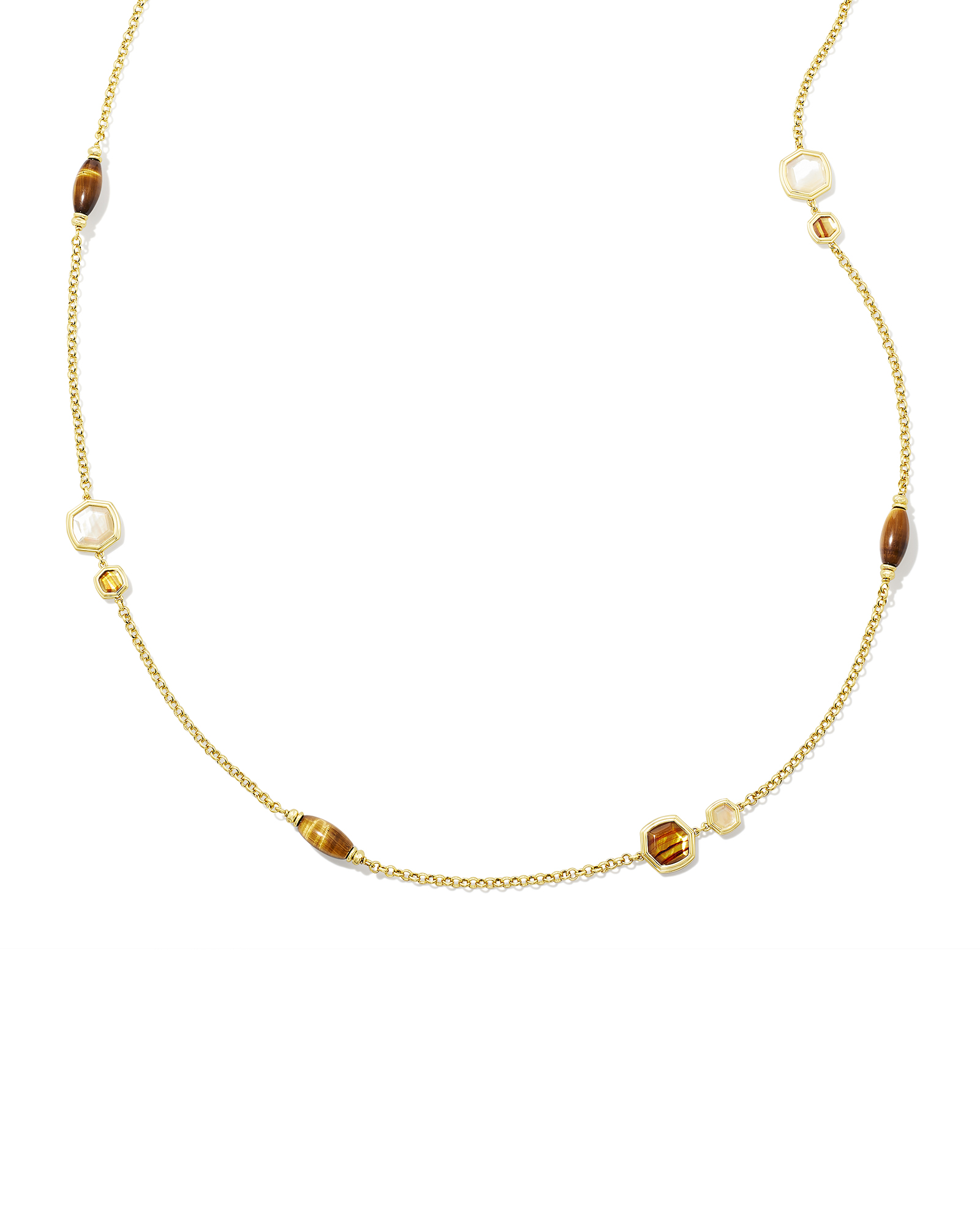 Monica Gold Long Strand Necklace in Brown Mix Kendra Scott