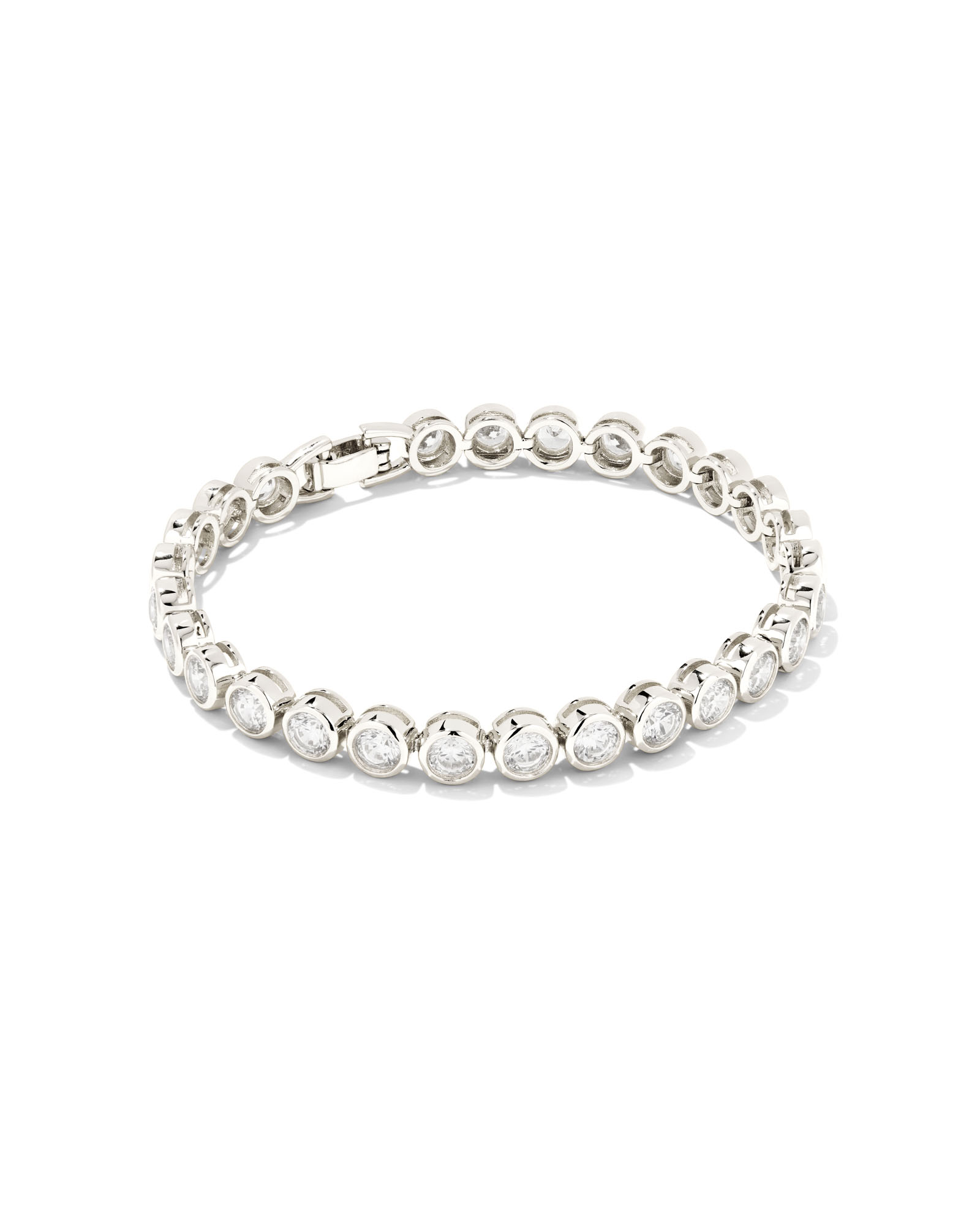 Carmen Bright Silver Tennis Bracelet in White Crystal Kendra Scott
