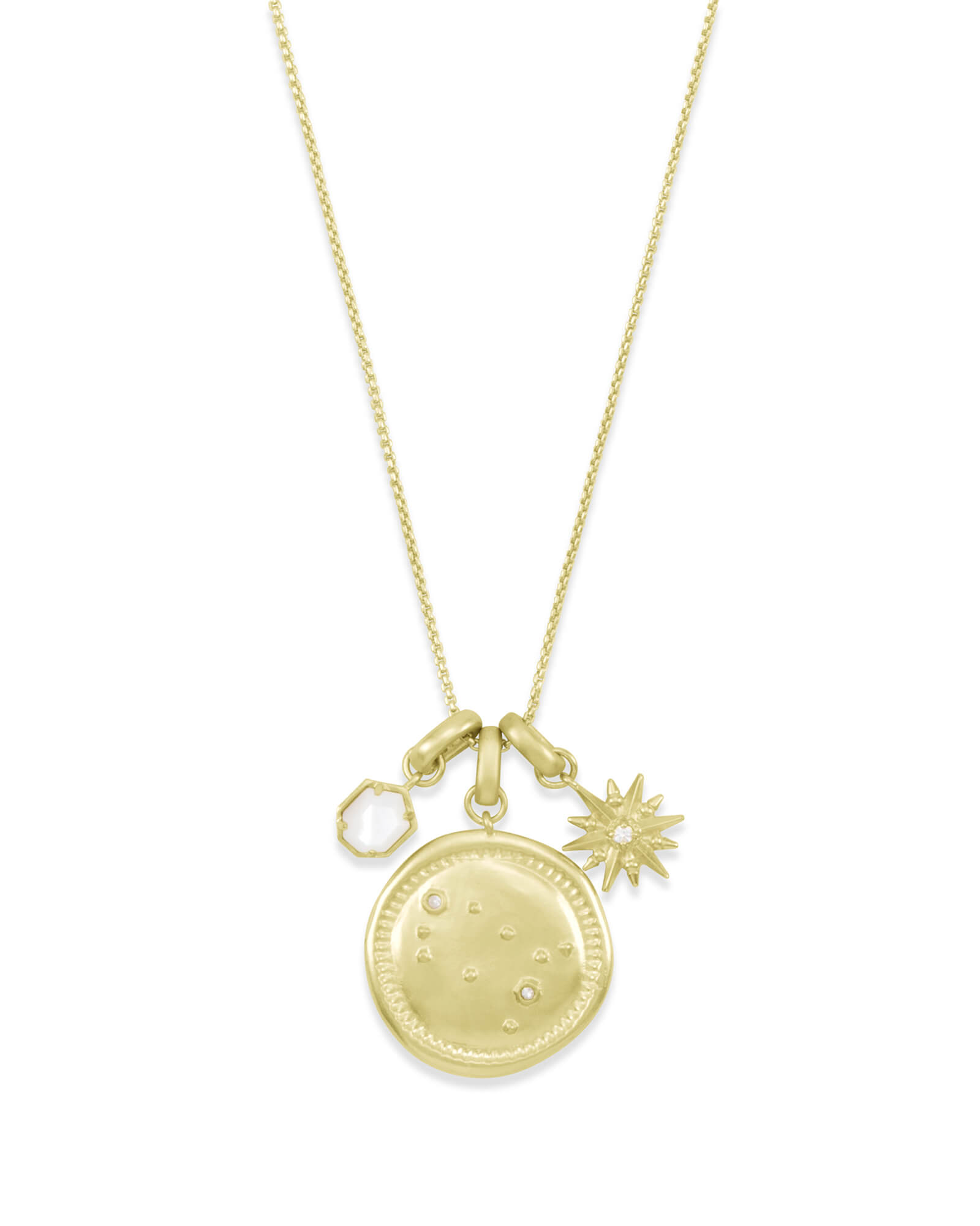 June Gemini Charm Necklace Set in Gold 