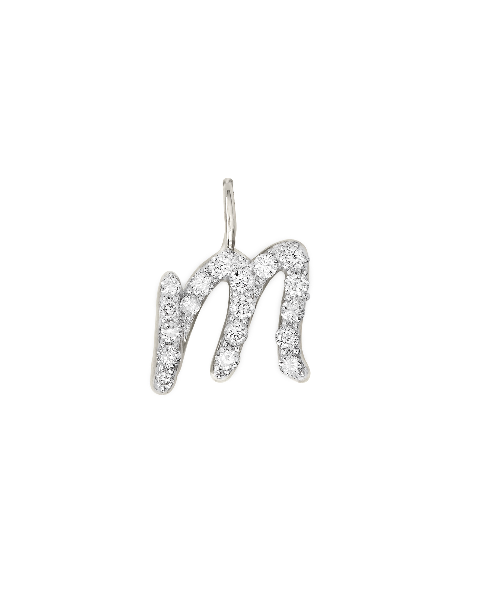 14k White Gold Letter M Charm in White Diamond Kendra Scott