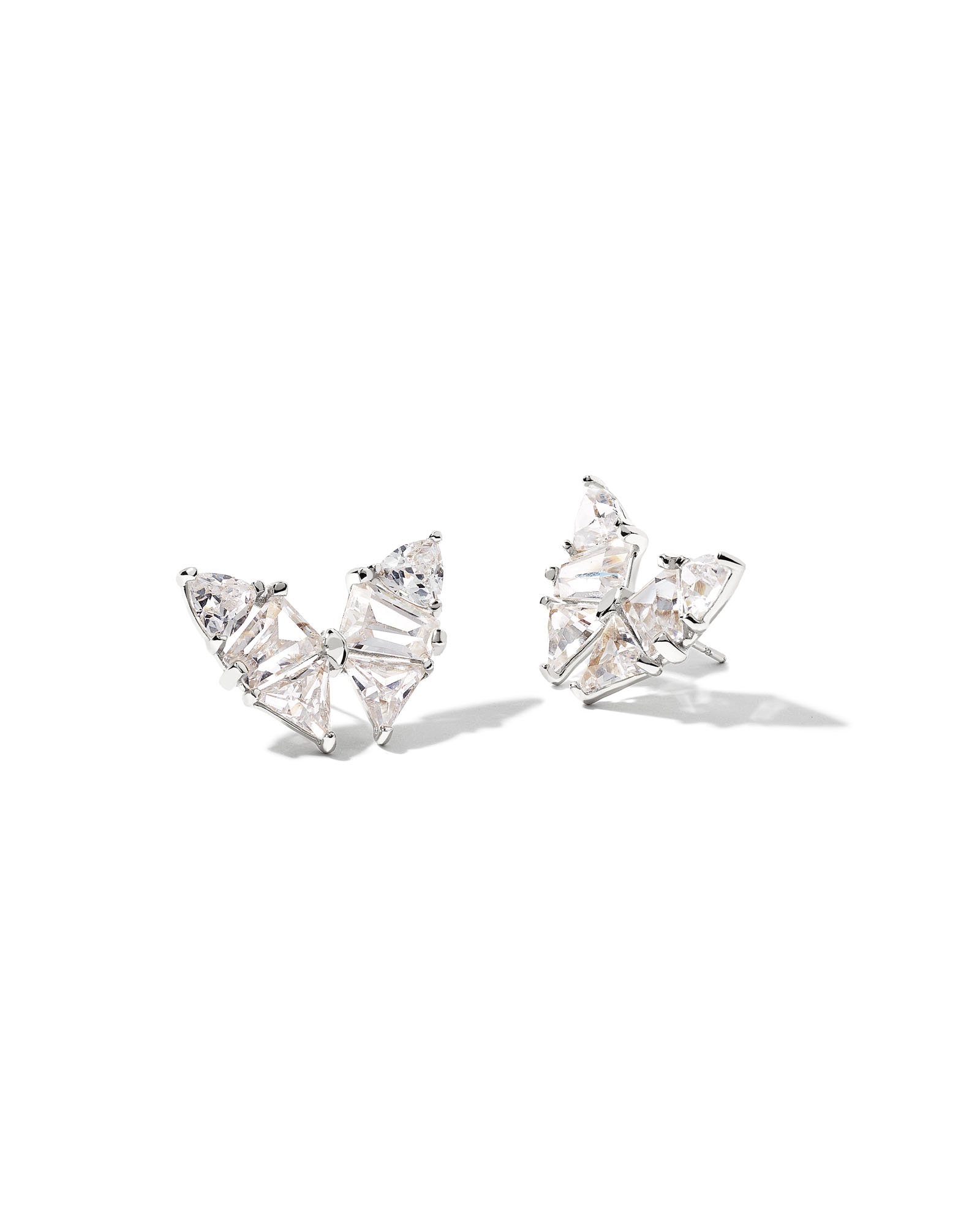 Blair Silver Butterfly Stud Earrings in White Crystal Kendra Scott