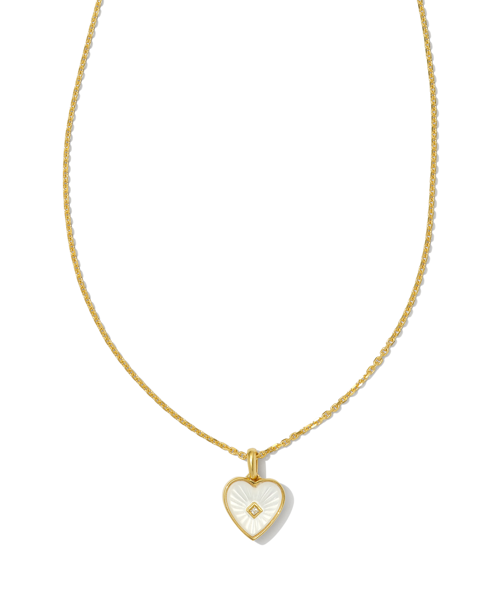 Adalynn 18k Gold Vermeil Heart Pendant Necklace in Ivory Mother-of-Pearl | Kendra Scott