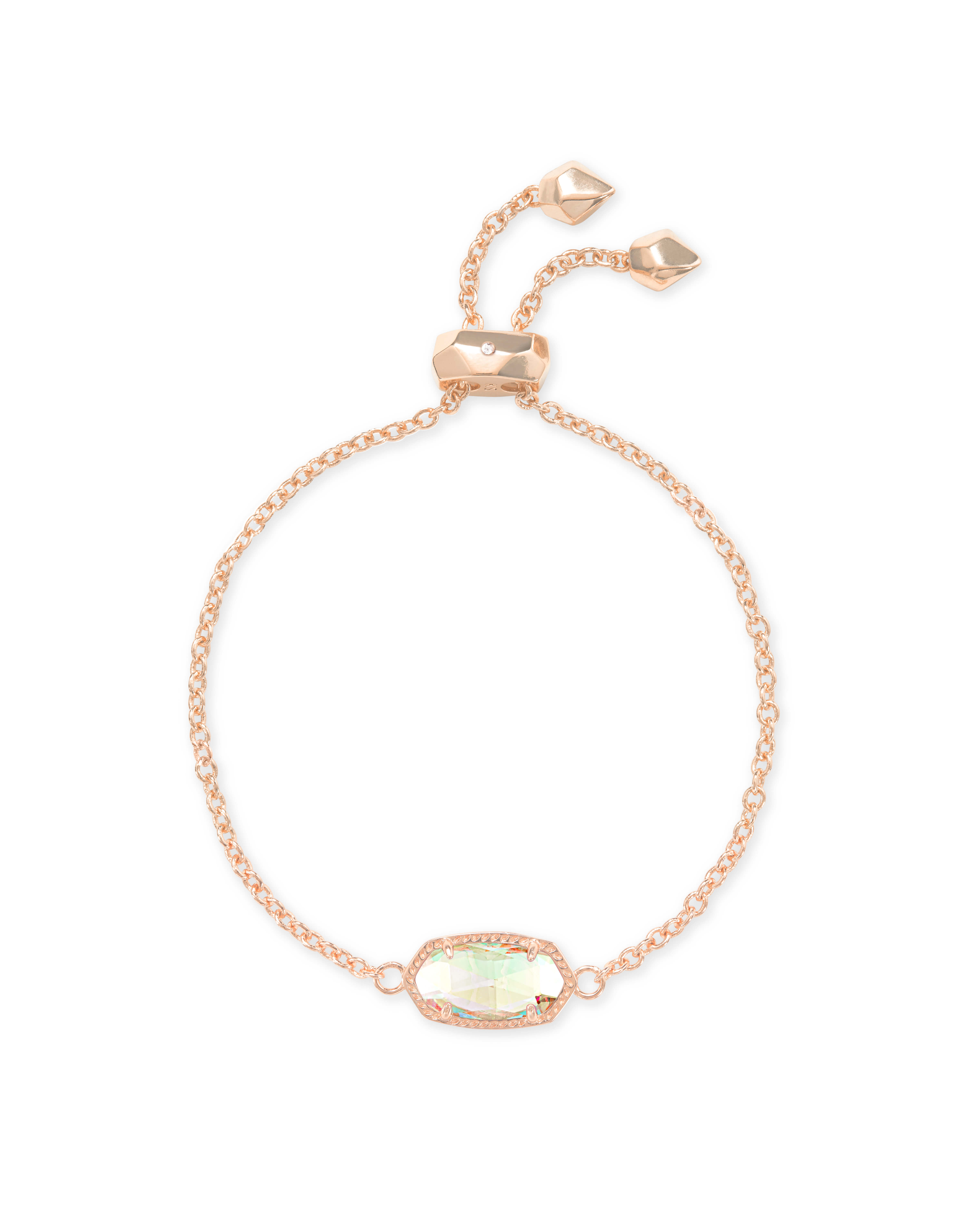 Elaina Rose Gold Adjustable Chain Bracelet in Dichroic Glass | Kendra Scott