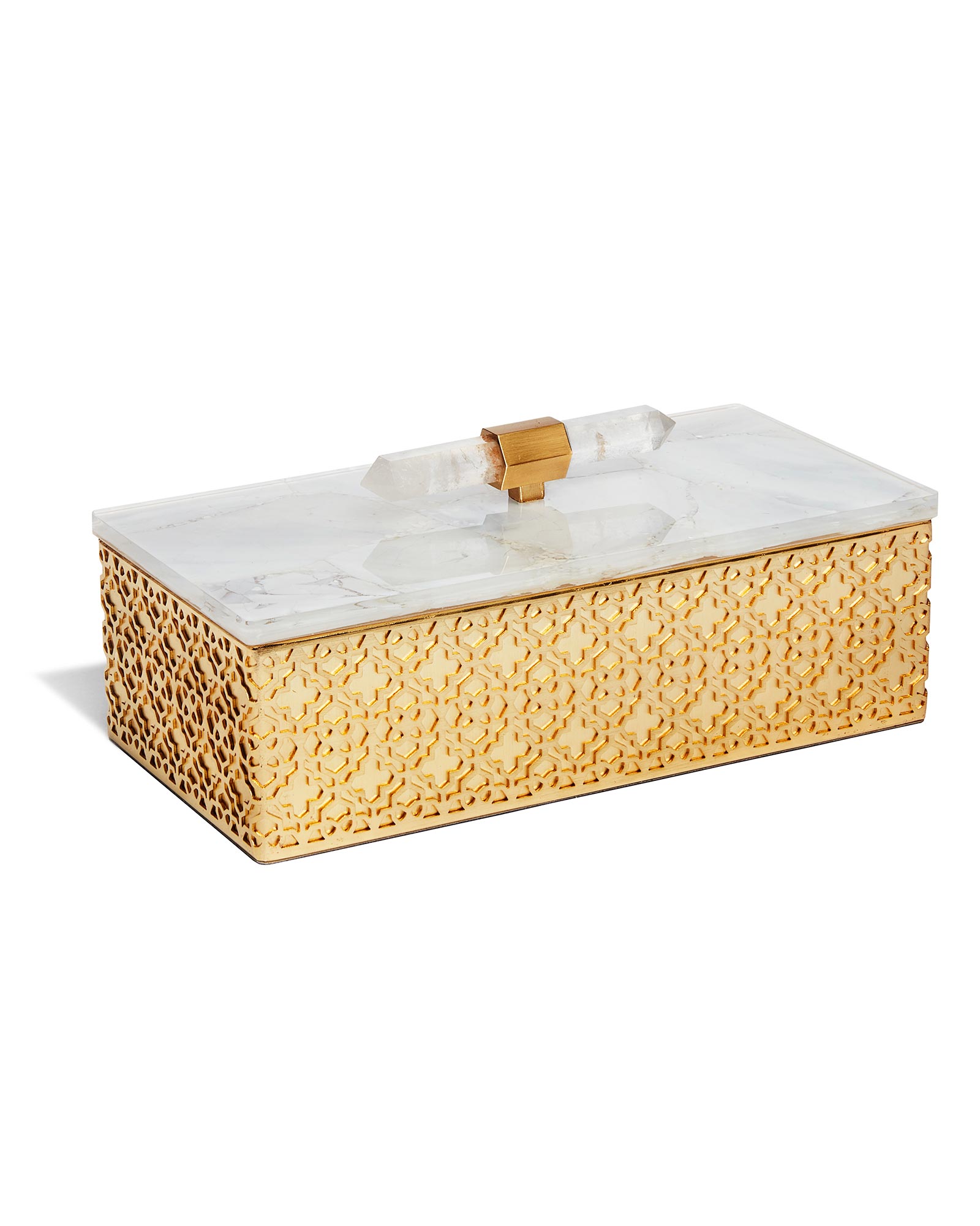 Brass Rectangular Decorative Box in White Kendra Scott