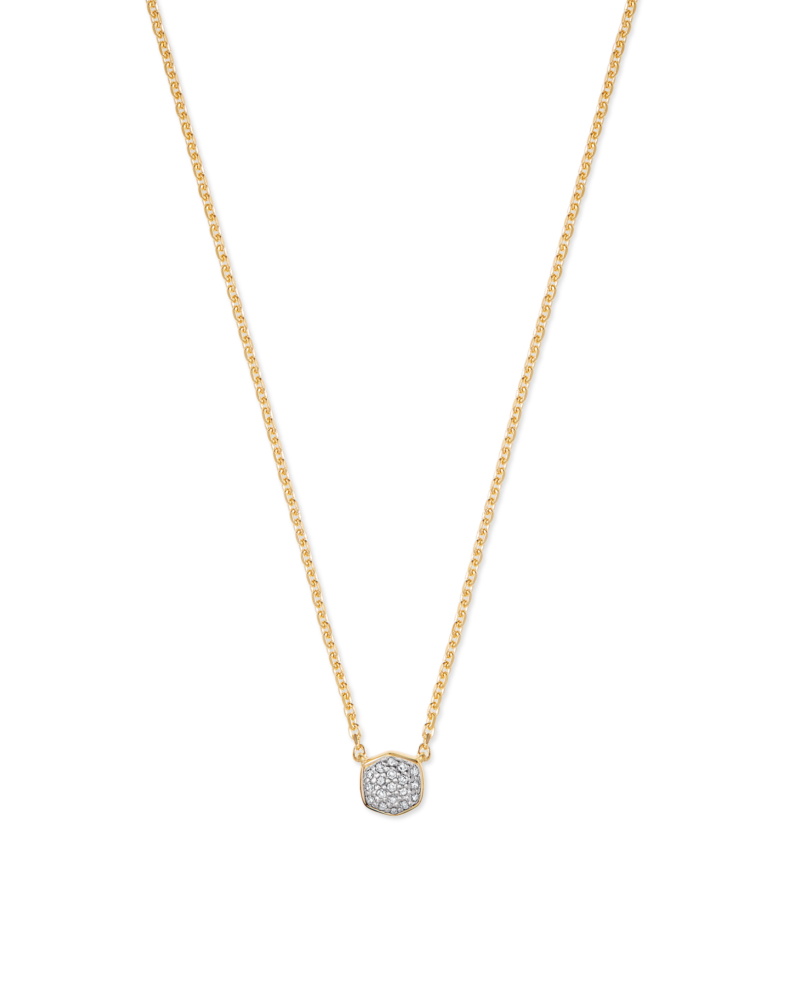 Davie 18k Gold Vermeil Pave Pendant Necklace in White Diamond | Kendra ...
