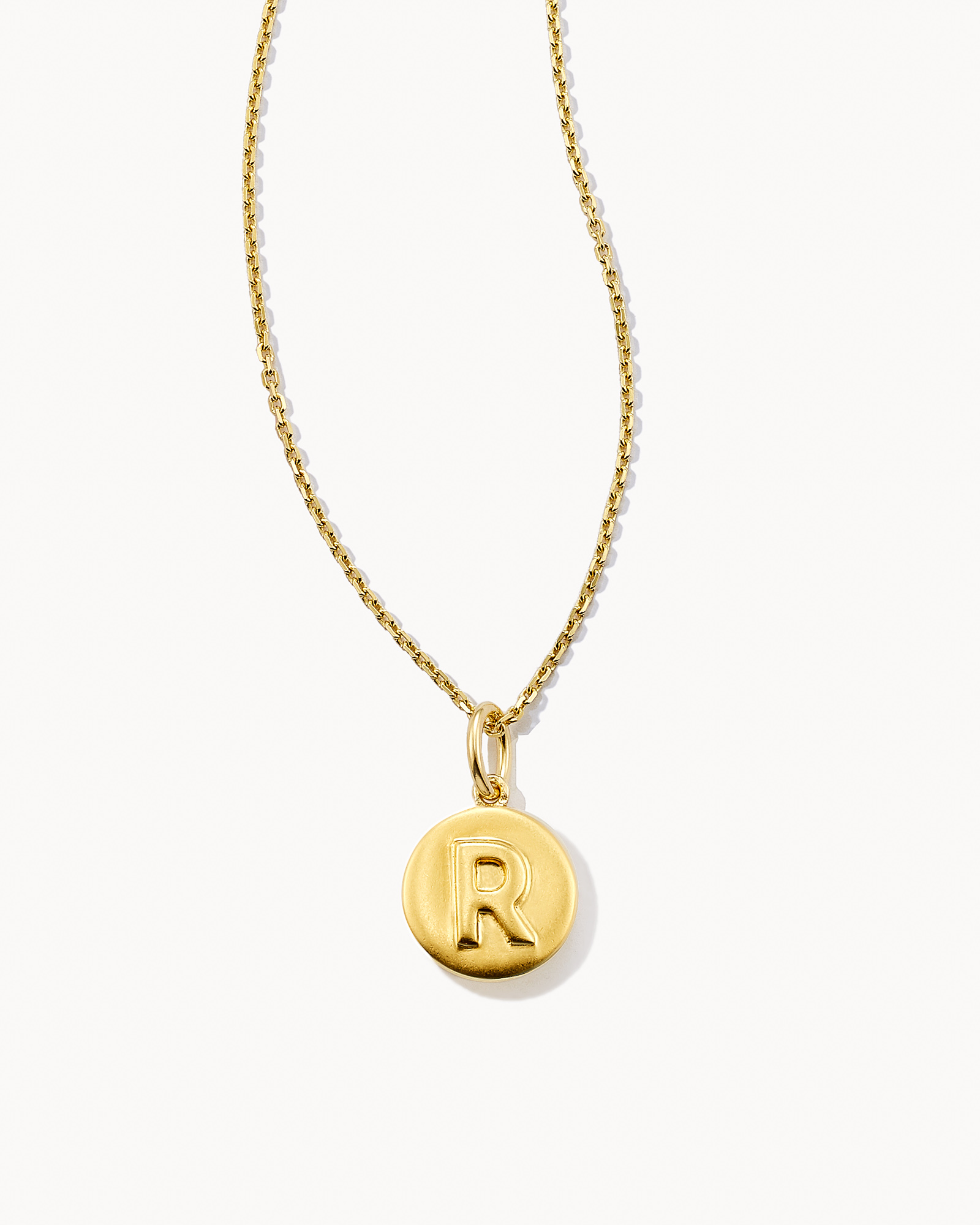 Letter R Coin Pendant Necklace in 18k Gold Vermeil