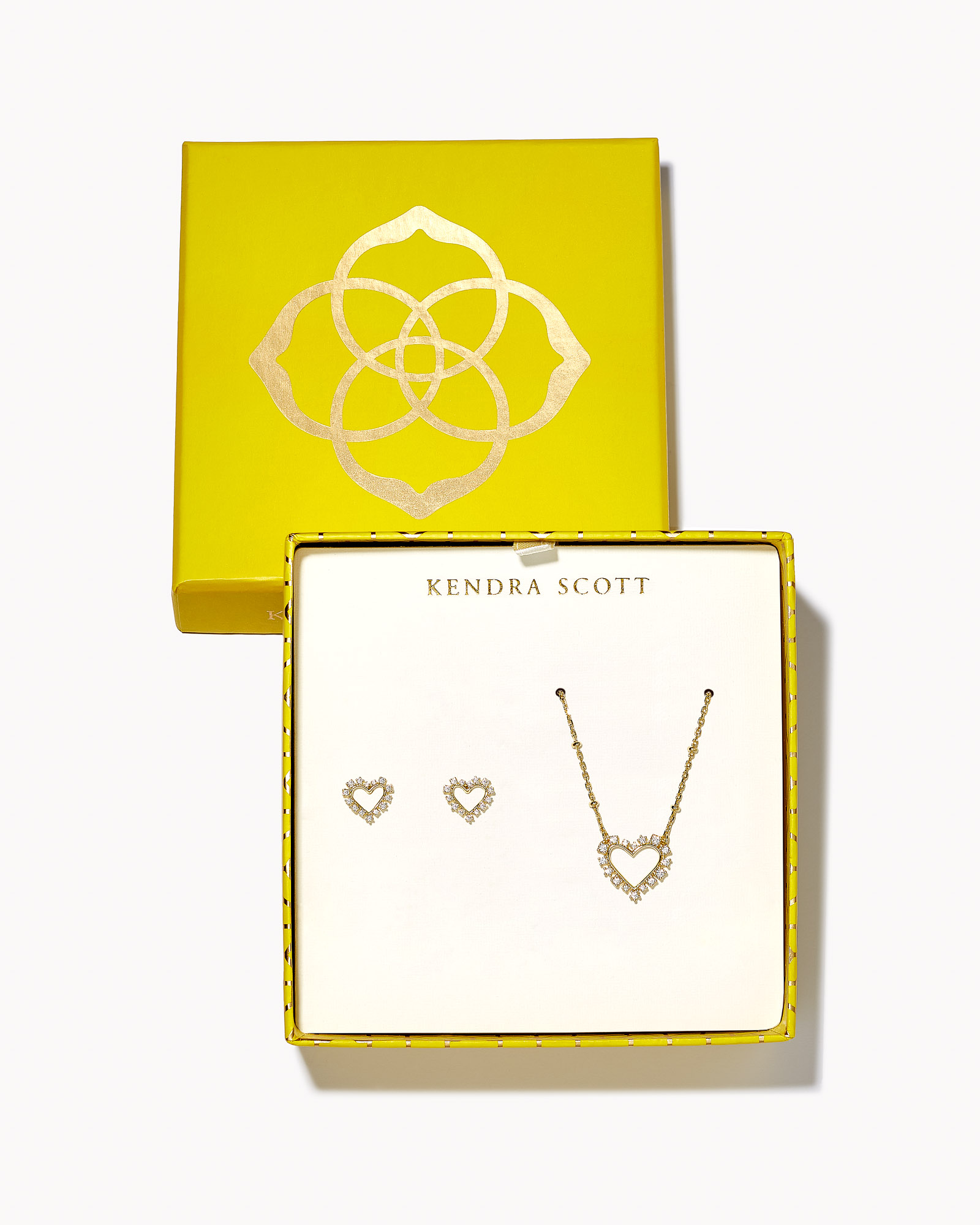 Ari Heart Necklace & Earrings Gift Set in White Crystal | Kendra Scott