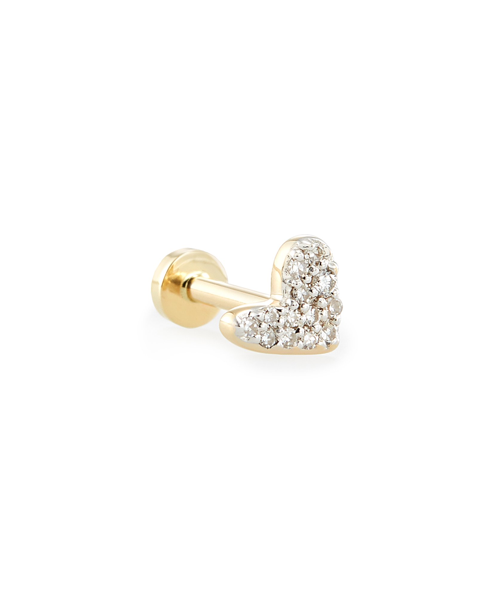Heart MIni 14k Yellow Gold Stud Earring in White Diamond Kendra Scott