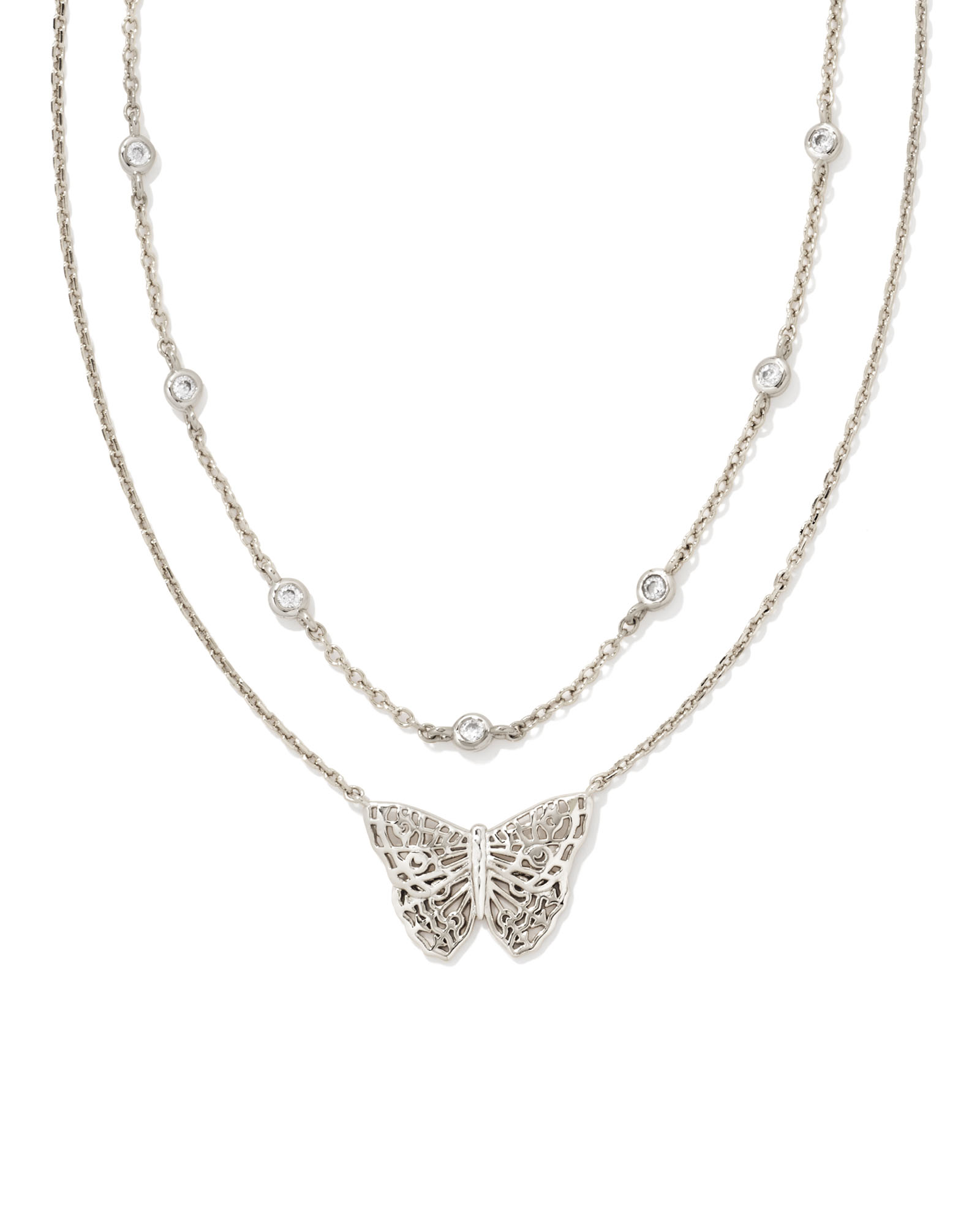 Hadley Butterfly Multi Strand Necklace in Silver | Kendra Scott