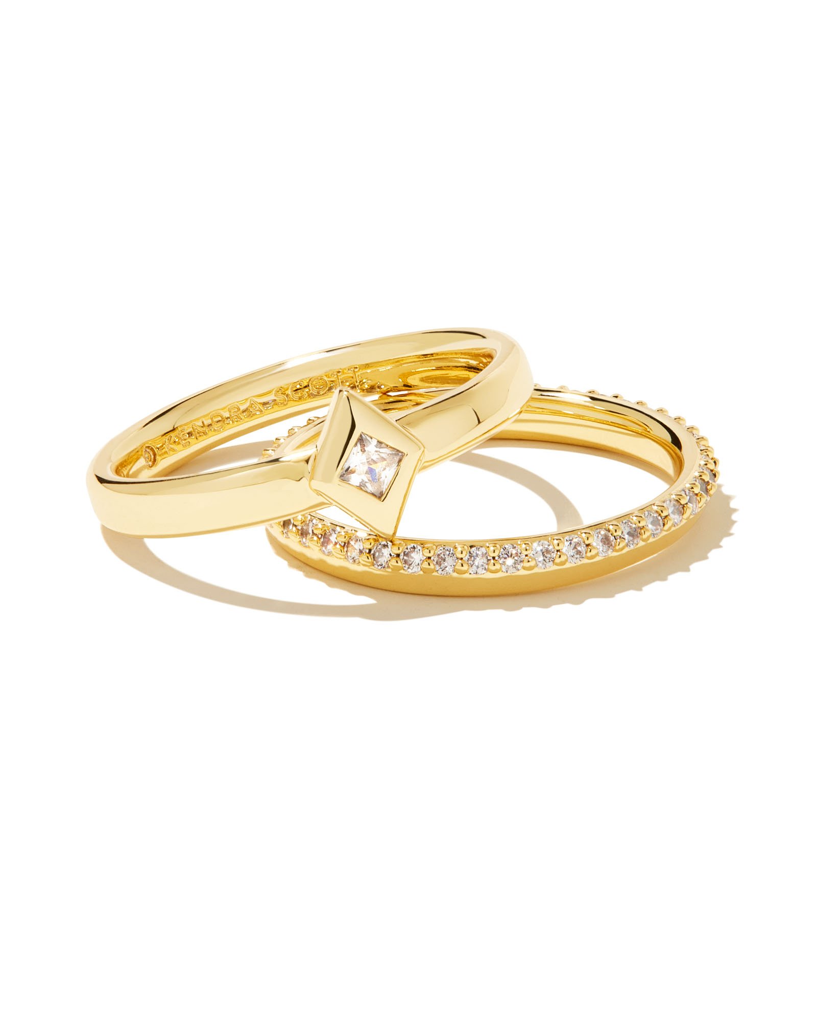 Kinsley Gold Ring Set in White Crystal Kendra Scott