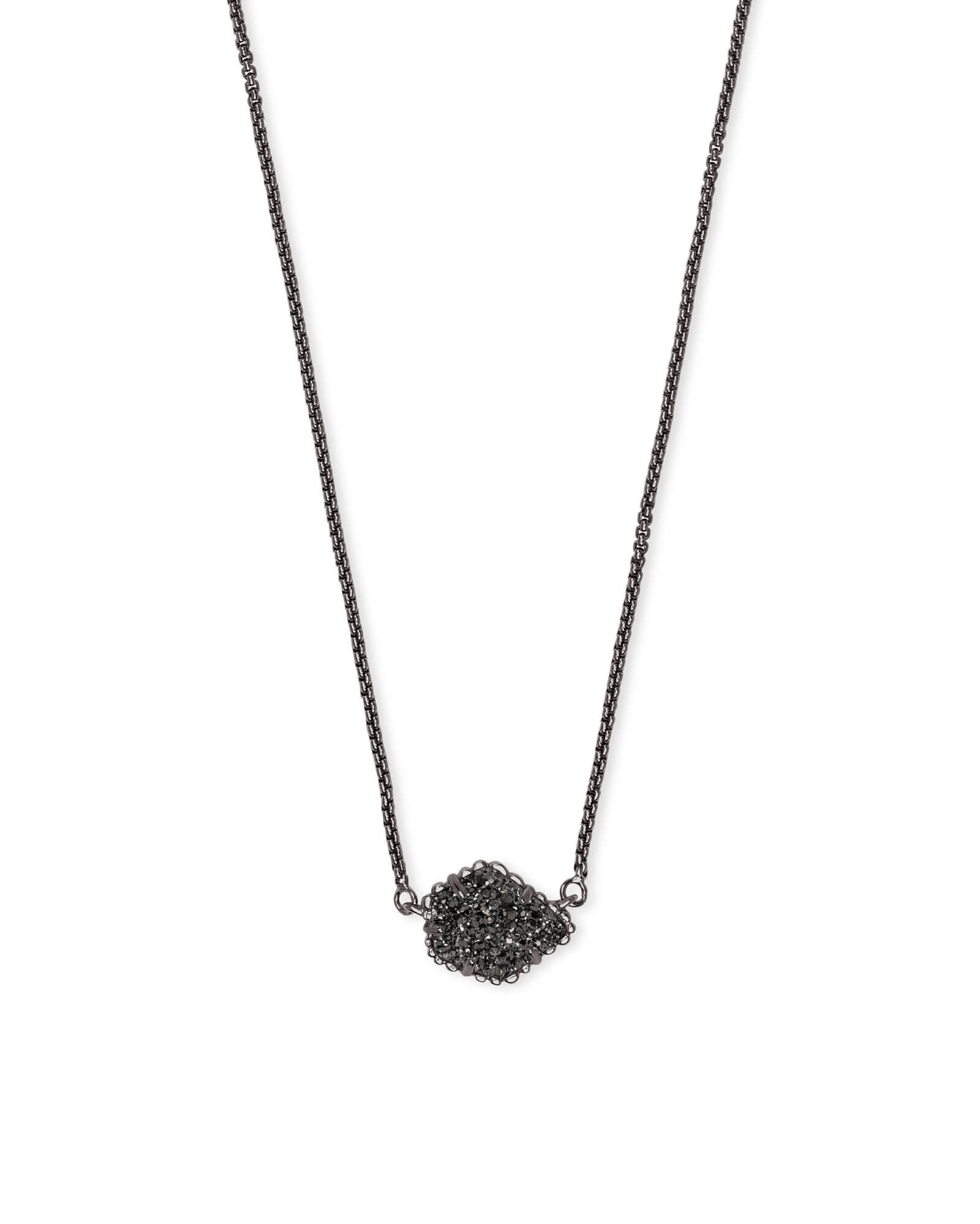 Tess Gunmetal Pendant Necklace in Black Drusy | Kendra Scott