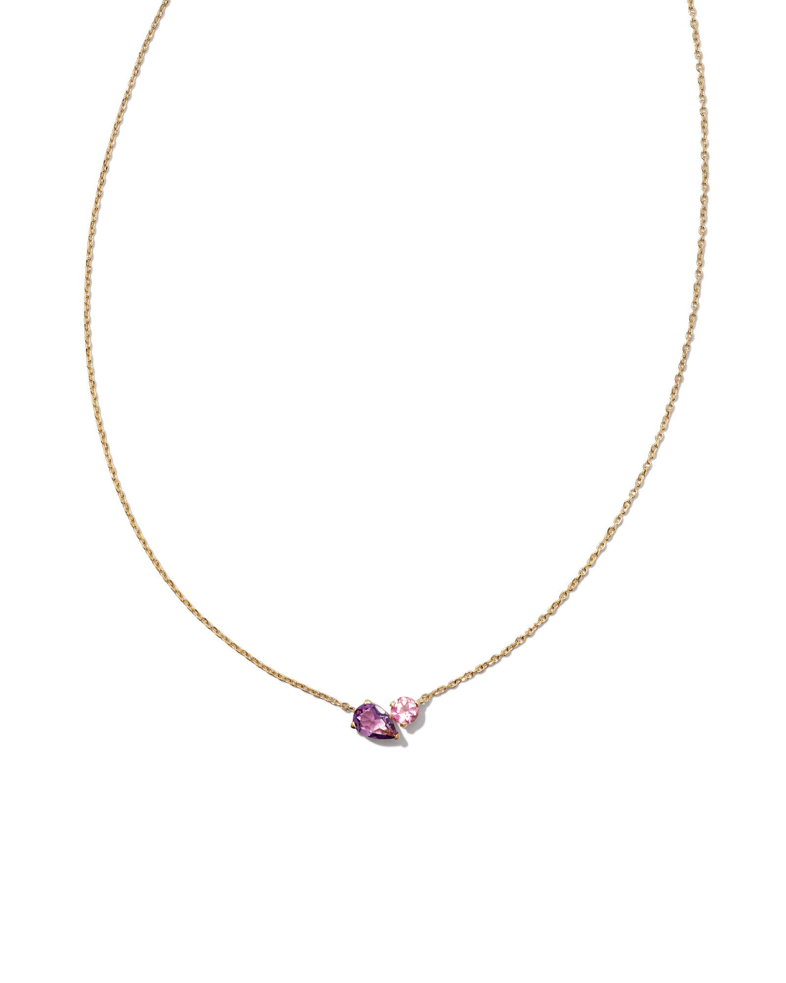 Toi et Moi 14k Yellow Gold Pendant Necklace in Light Pink Sapphire and ...