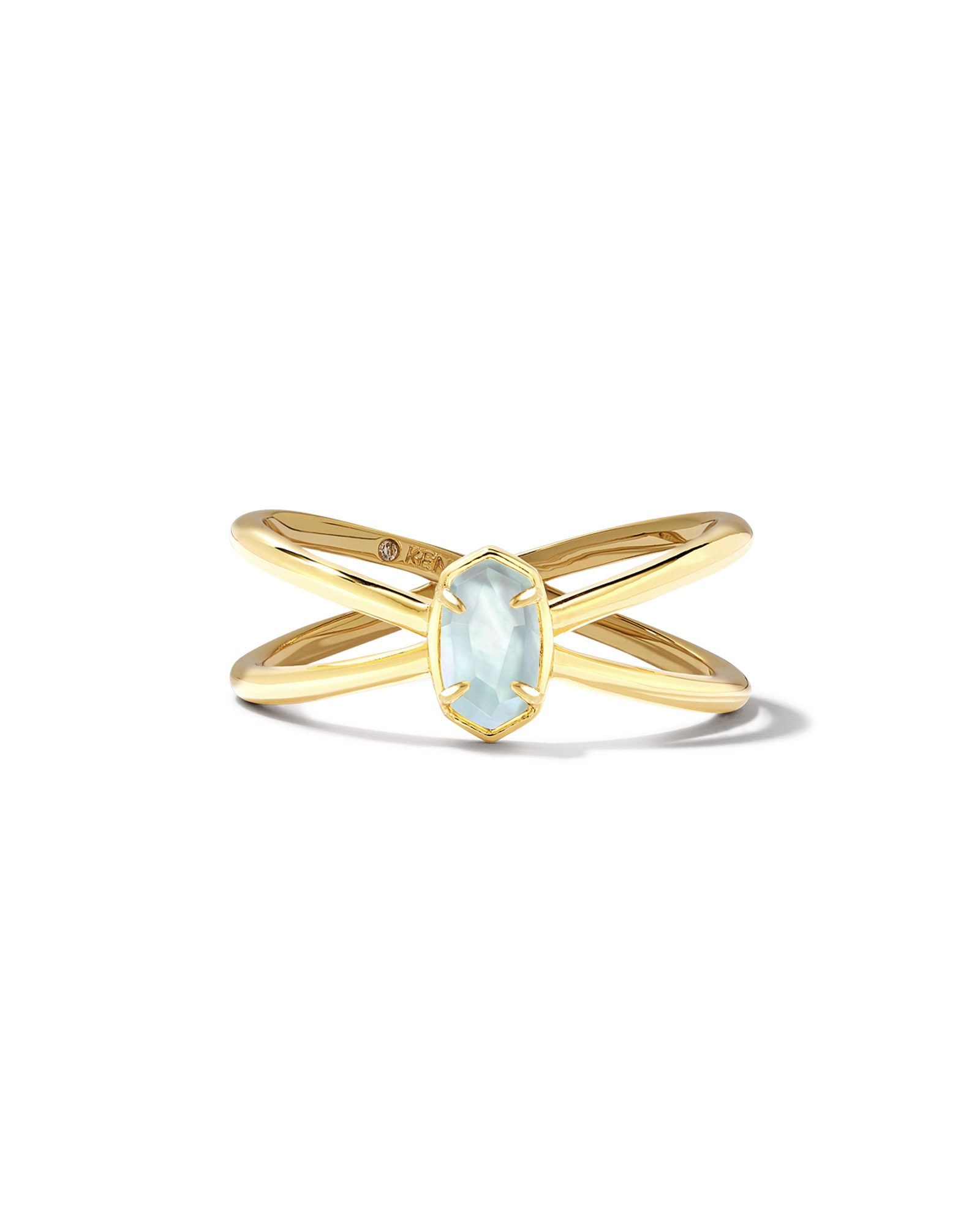 Emilie Gold Double Band Ring in Light Blue Illusion Kendra Scott