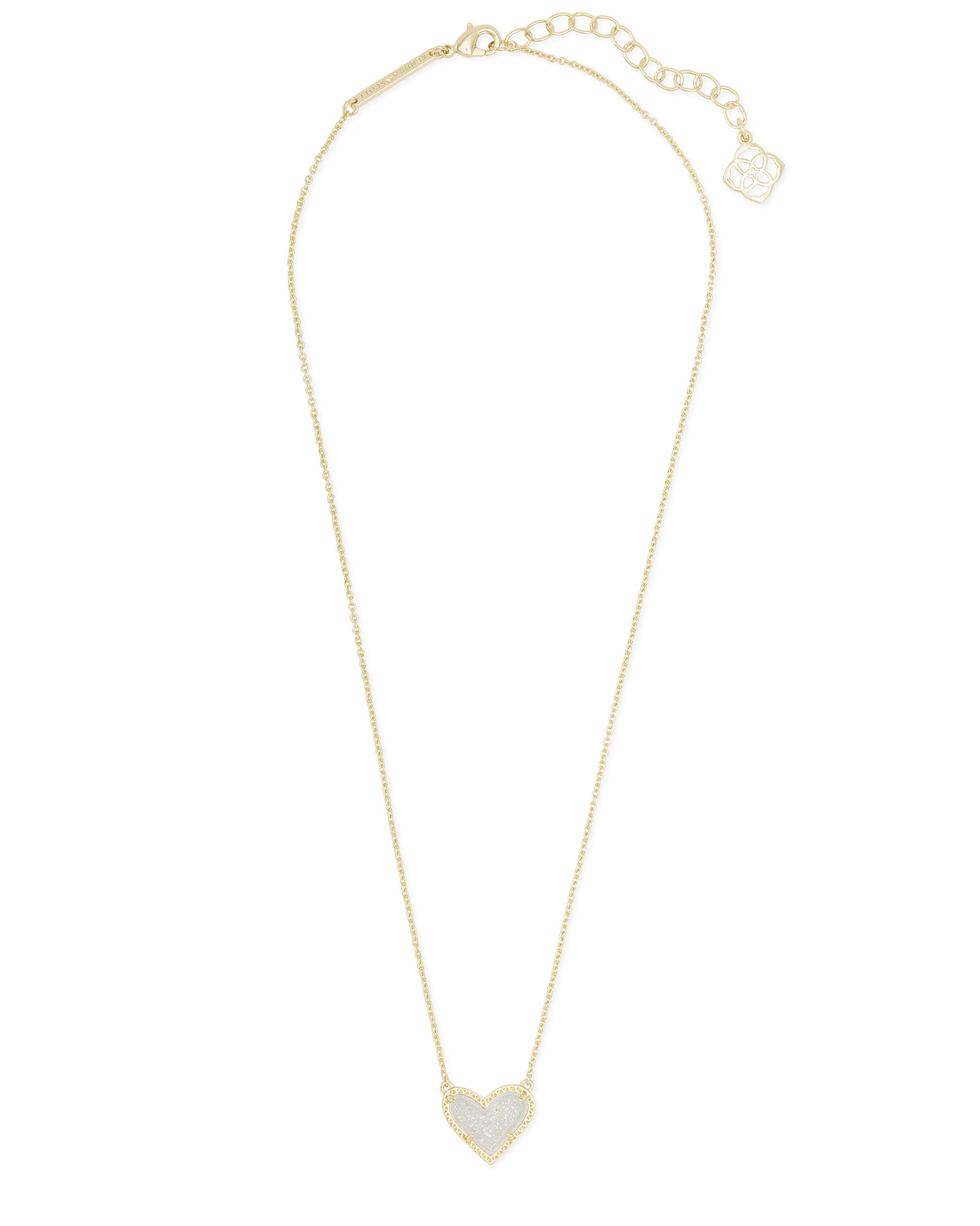 Ari Heart Gold Pendant Necklace in Iridescent Drusy Kendra Scott