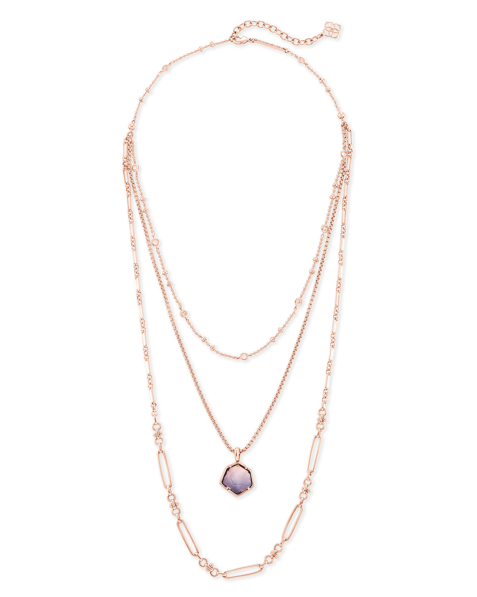Vanessa Rose Gold Multi Strand Necklace in Peach Ombre Kendra Scott