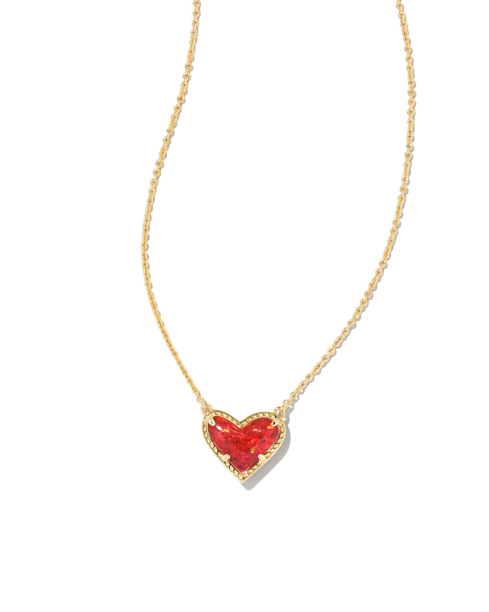 Ari Heart Gold Pendant Necklace in Red Kyocera Opal | Kendra Scott
