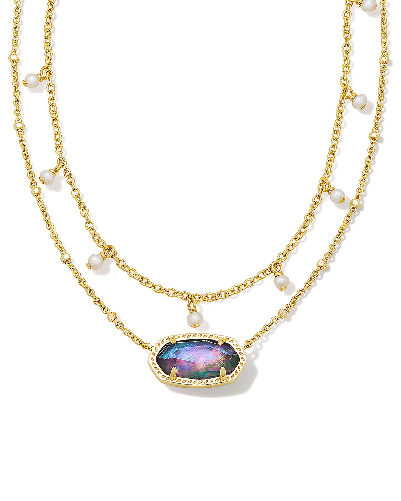 Elisa Gold Pearl Multi Strand Necklace in Lilac Abalone | Kendra Scott