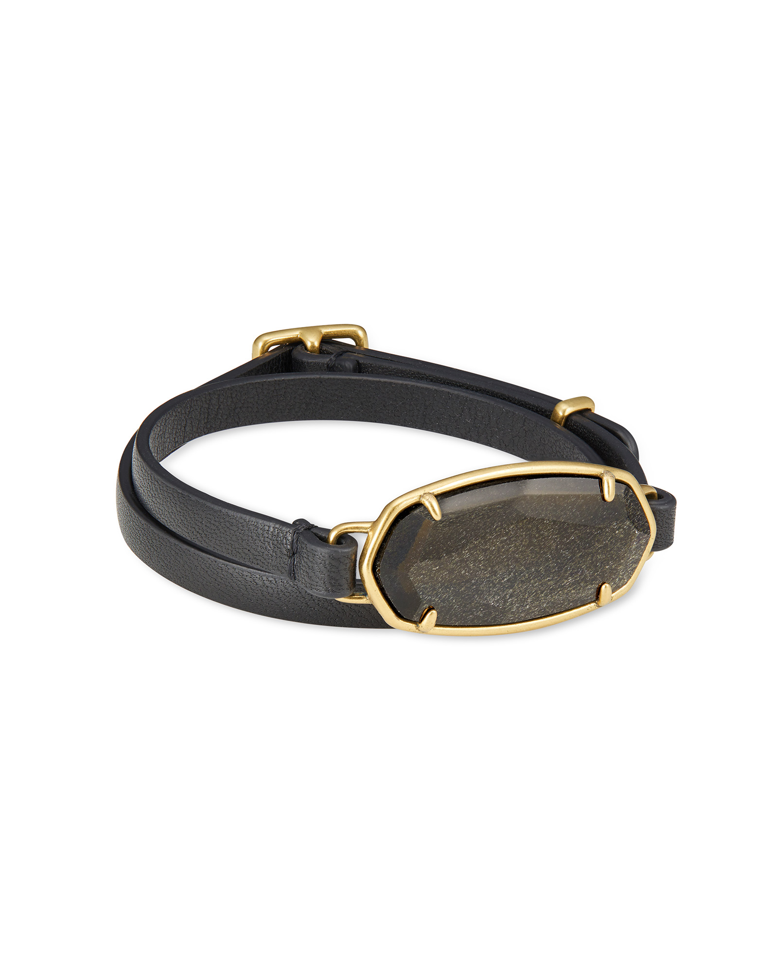 Elle Black Leather Wrap Bracelet in 