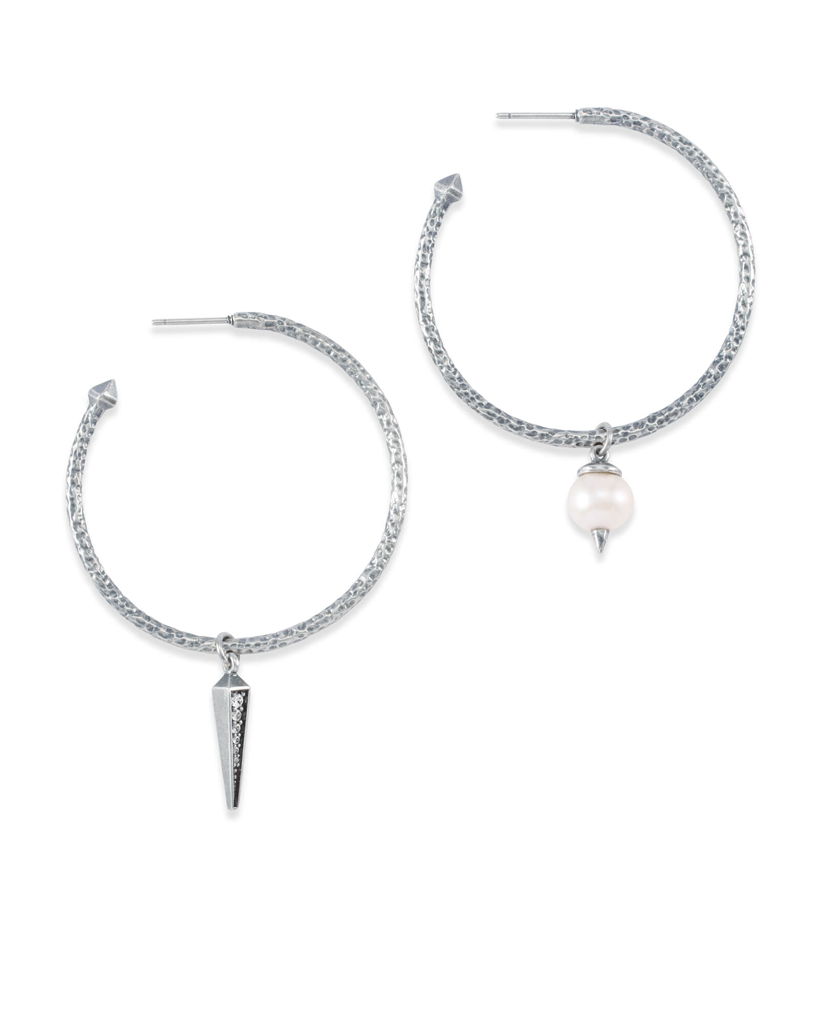 Duality Vintage Silver Charm Earrings Set in White Pearl Kendra Scott