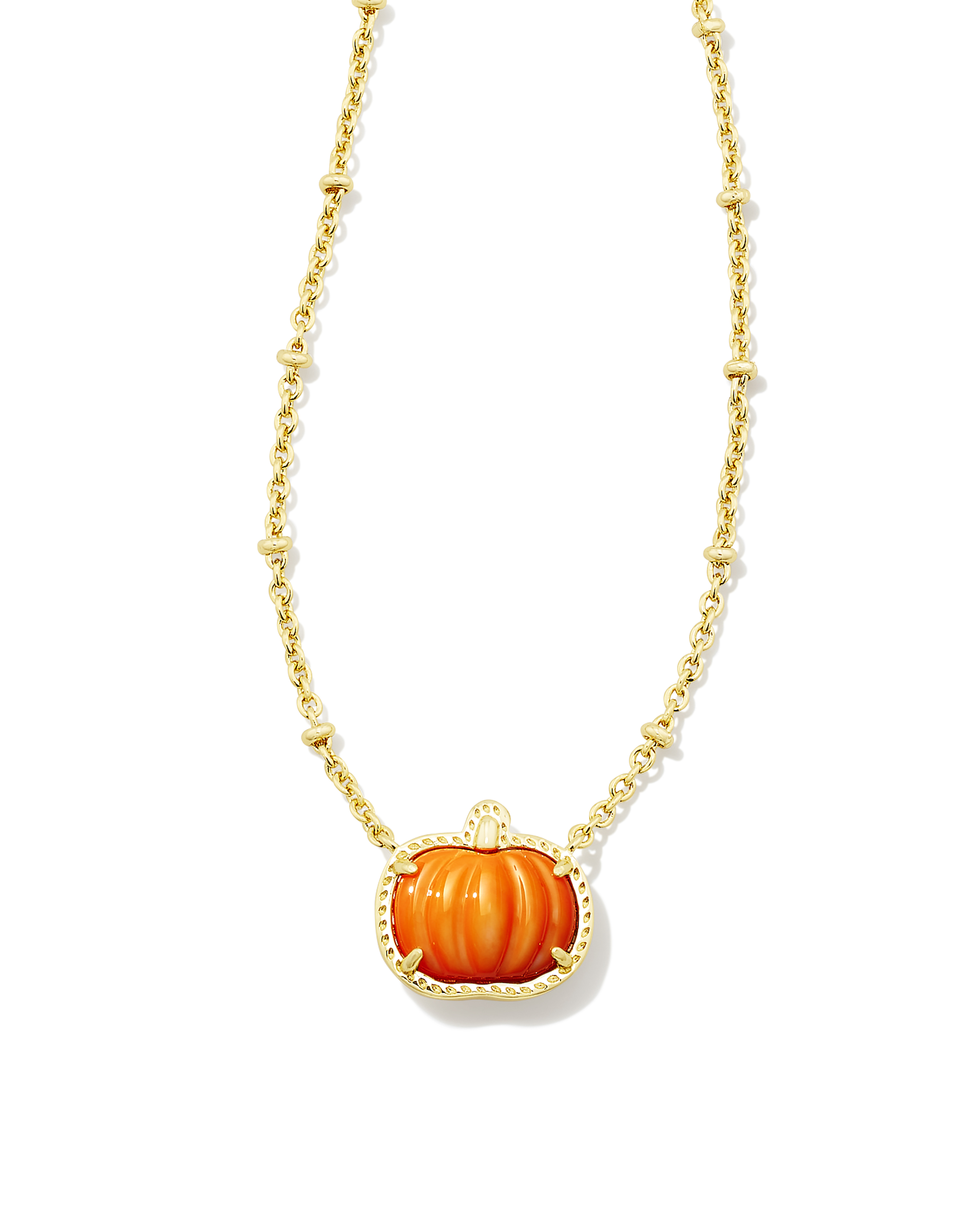 Pumpkin Gold Short Pendant Necklace in Orange Mother-of-Pearl | Kendra ...