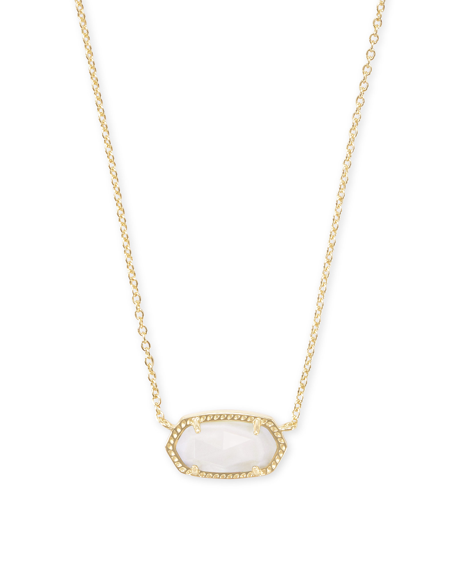 Elisa Gold Pendant Necklace in White Mother-of-Pearl