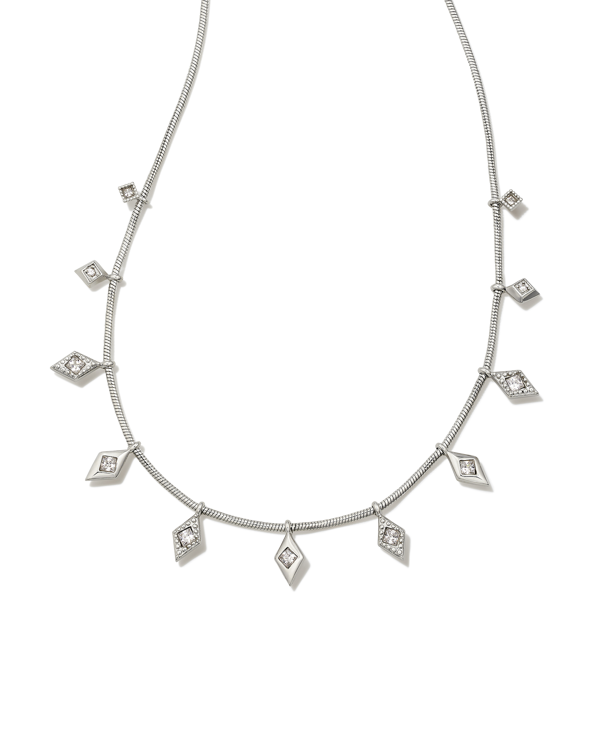 Kinsley Silver Strand Necklace in White Crystal Kendra Scott