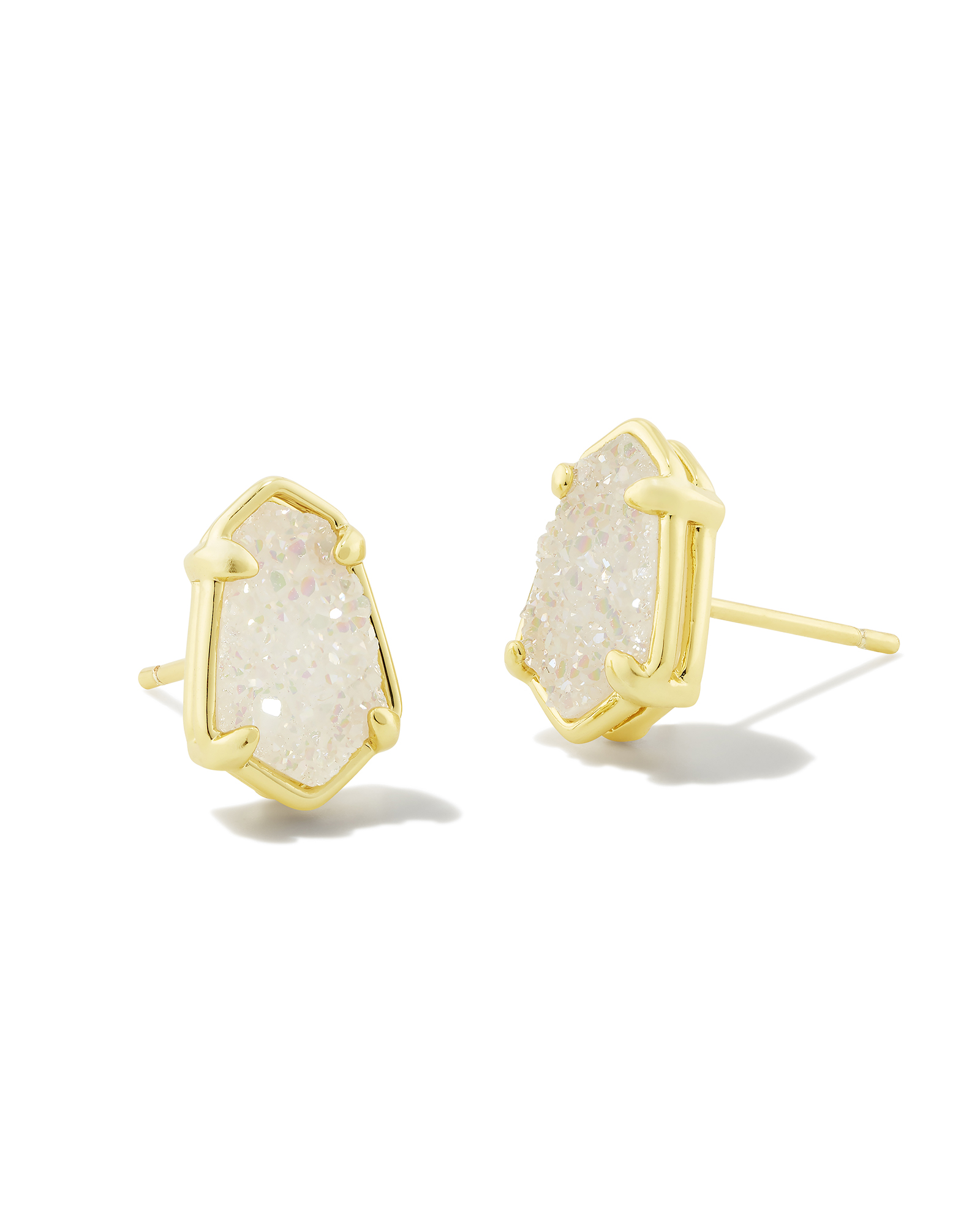 Alexandria Gold Stud Earrings in Iridescent Drusy Kendra Scott
